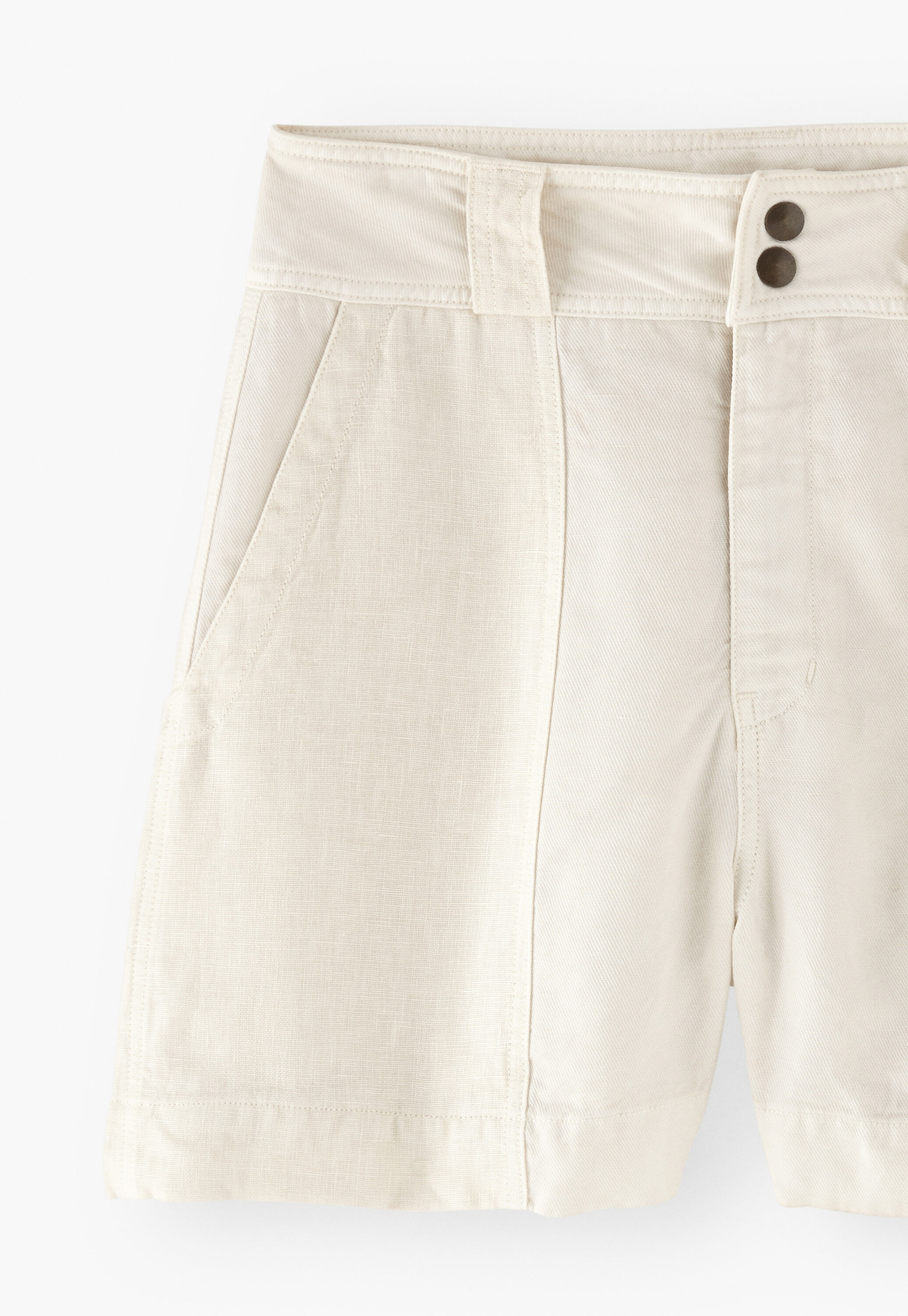 Kontraststoff-Shorts, Elfenbein, large