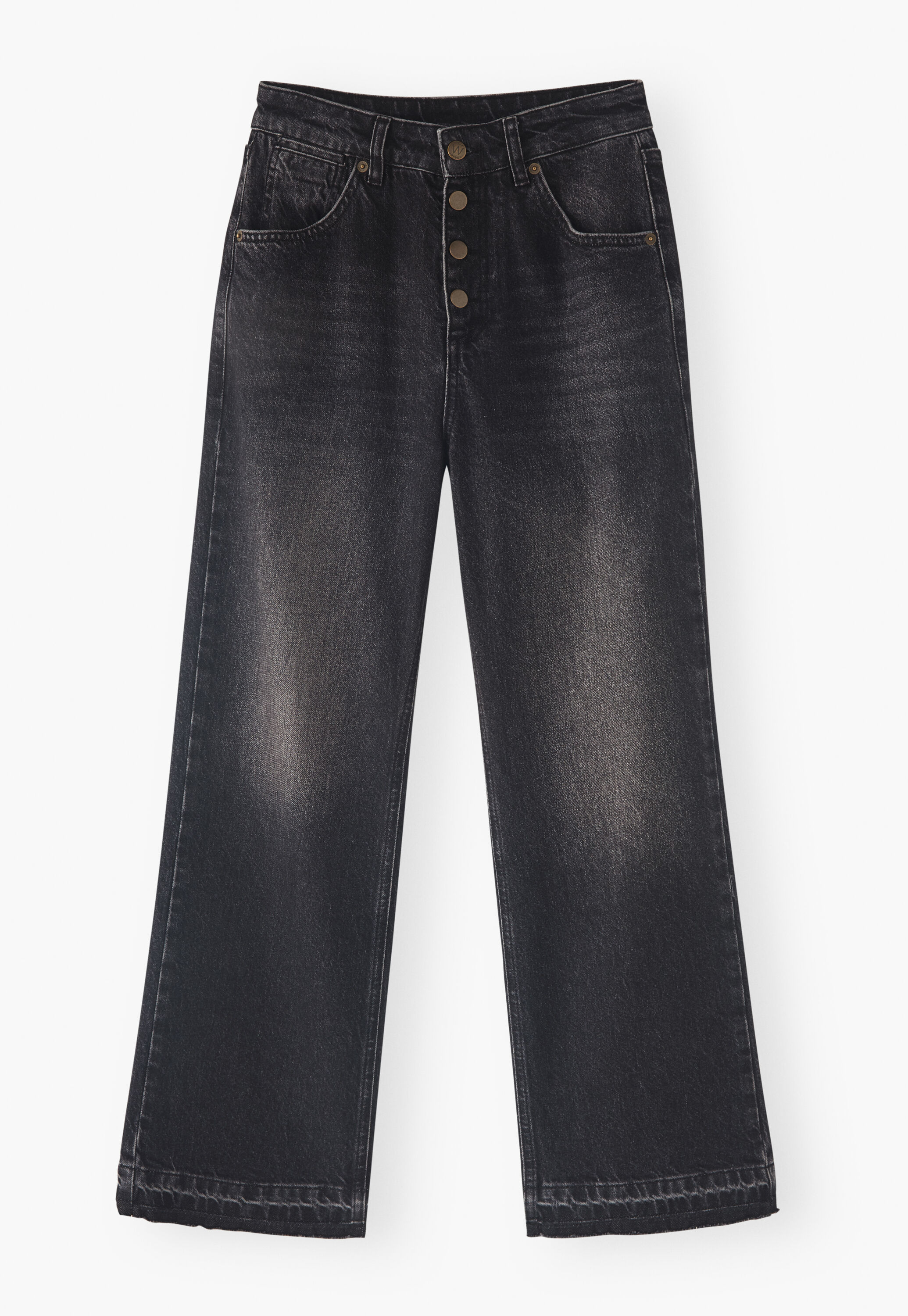 Jeans mit ausgelassenem Saum, Gewaschenes Schwarz, large