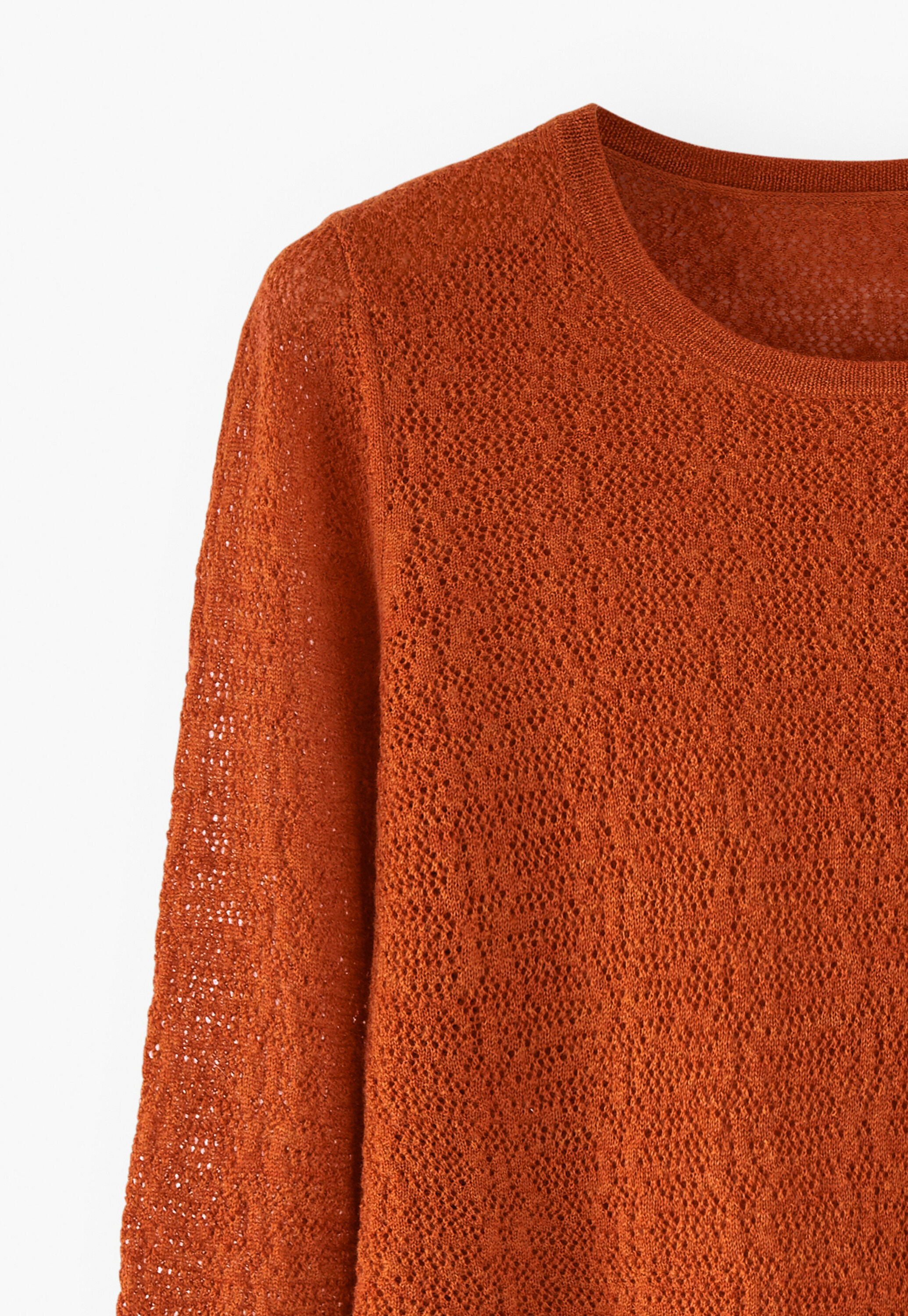 Pullover im Spitzenmuster, Flammendes Orange, large