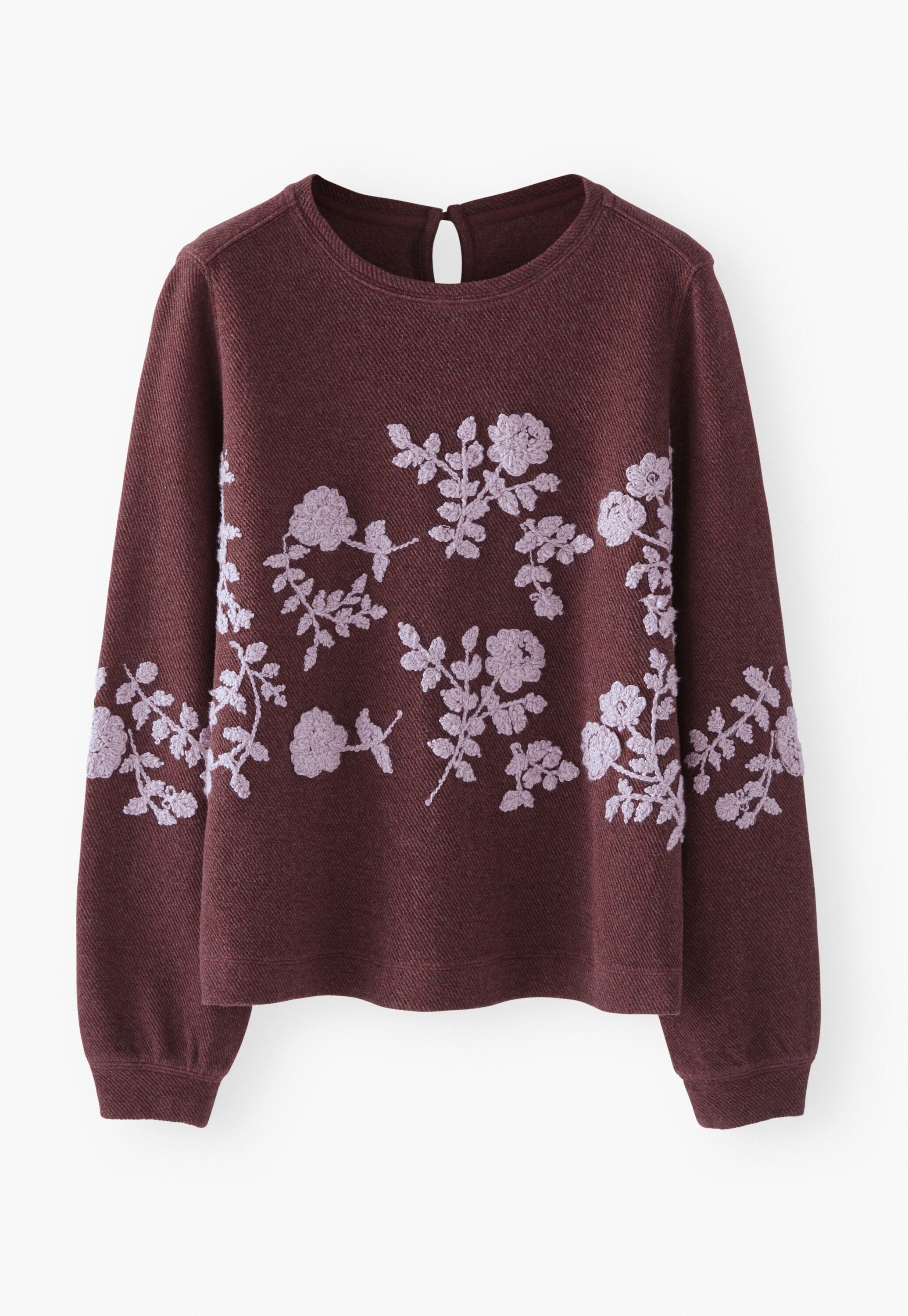 Besticktes Sweatshirt, Wein, large