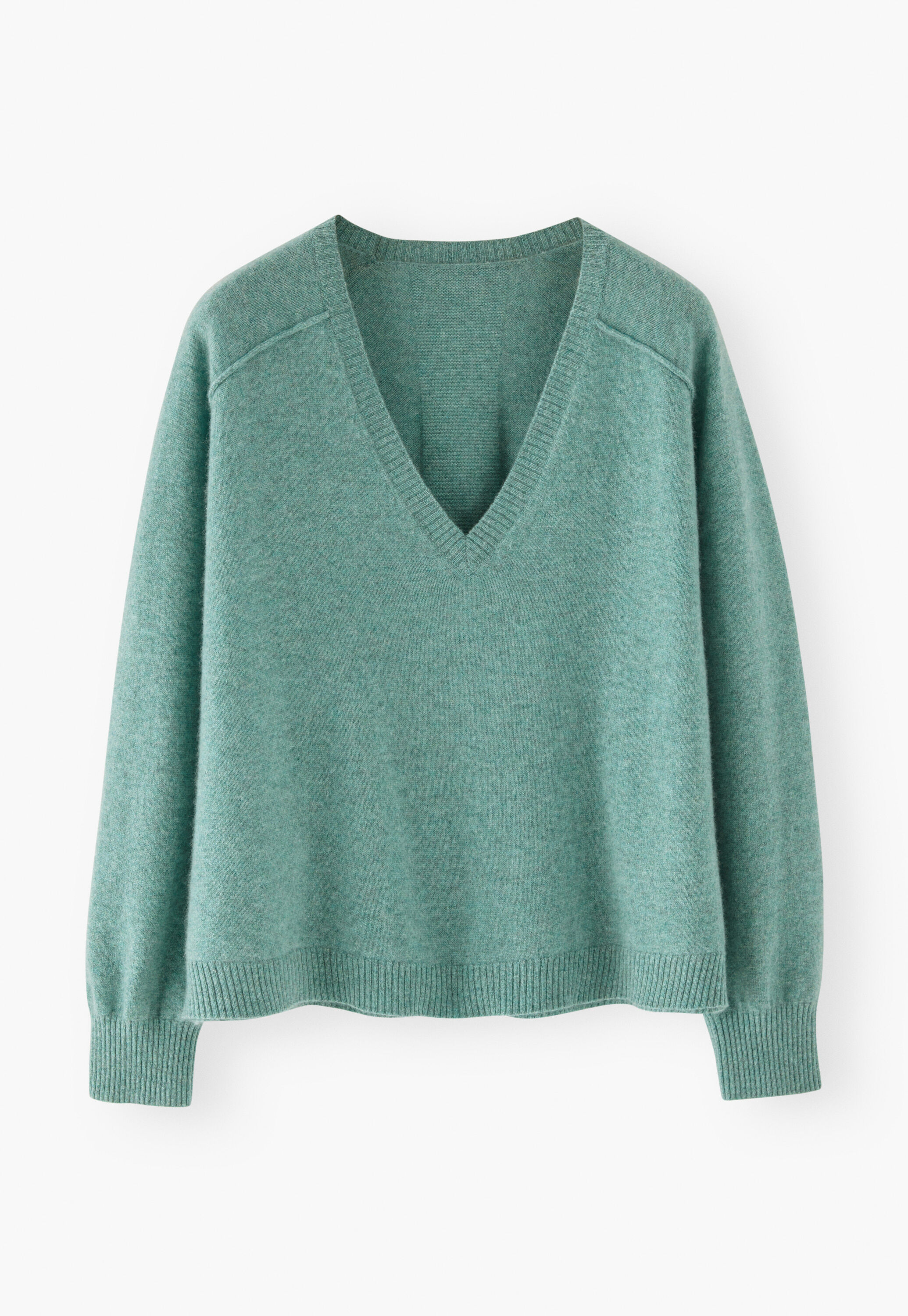 Pullover mit V-Ausschnitt, Aquamarin/Meerschaum, large