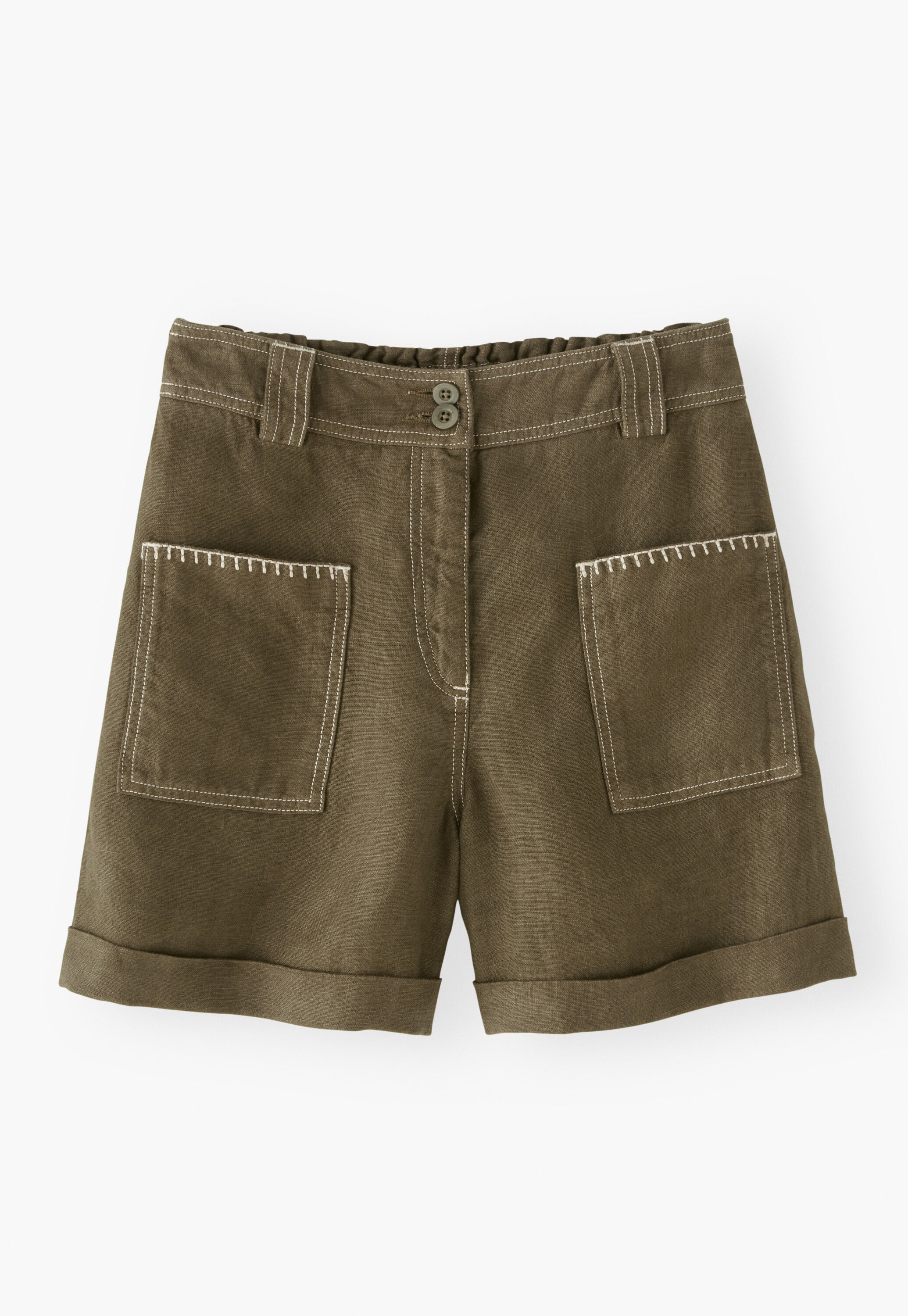 Shorts mit aufgesetzten Taschen, Dunkles Khaki, large
