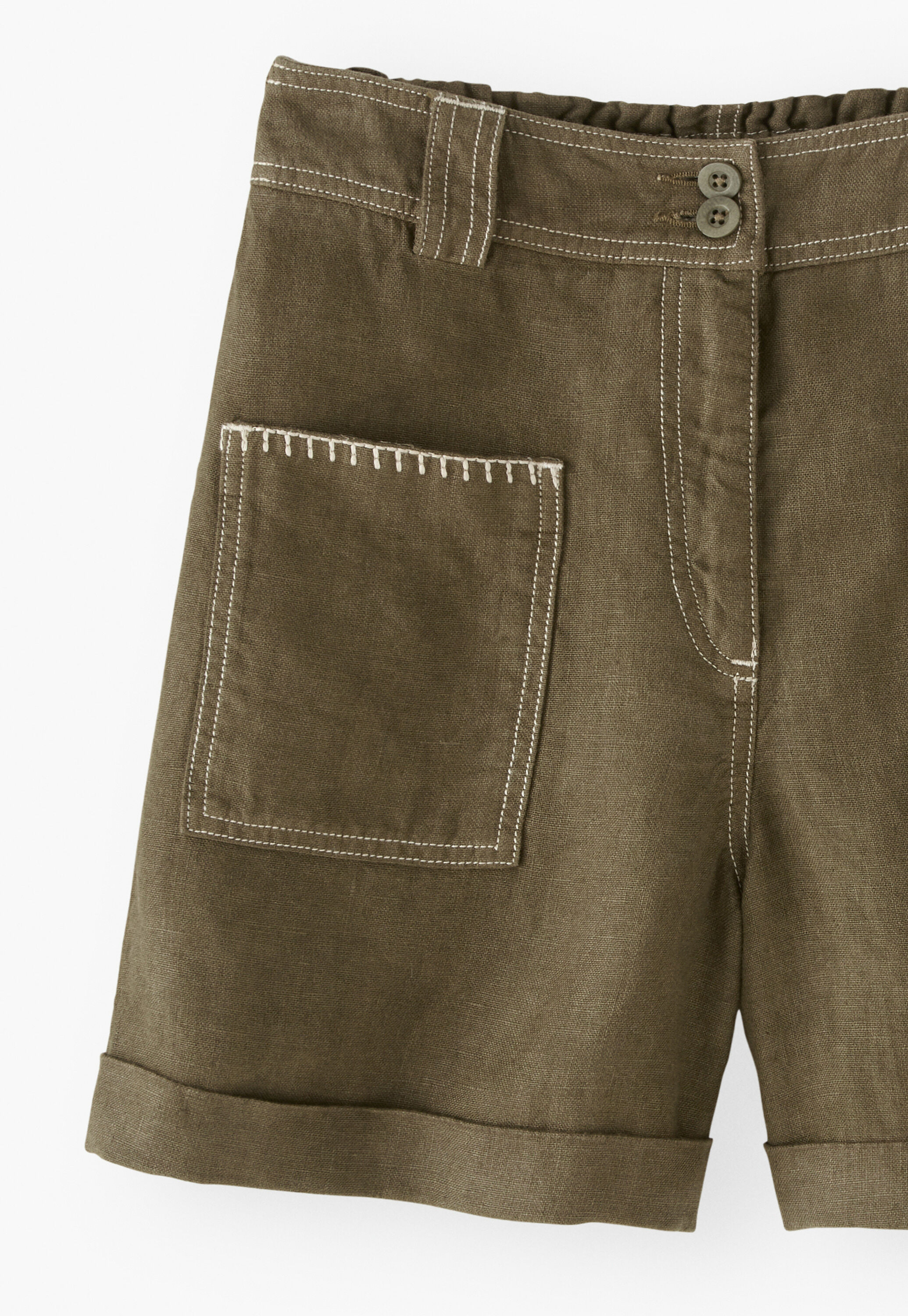 Shorts mit aufgesetzten Taschen, Dunkles Khaki, large