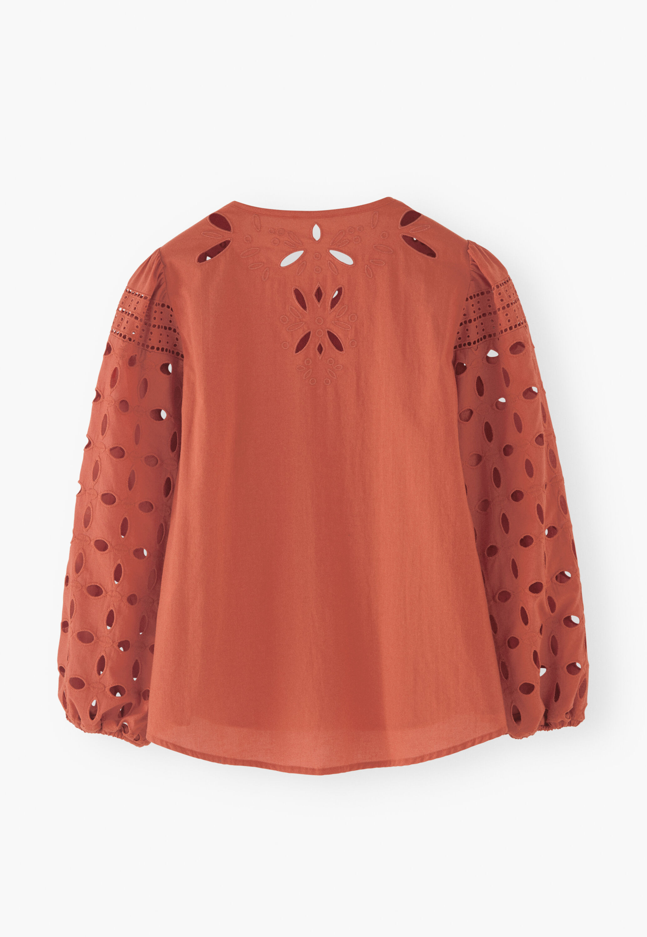 Bluse mit Lochstickerei und Cutwork