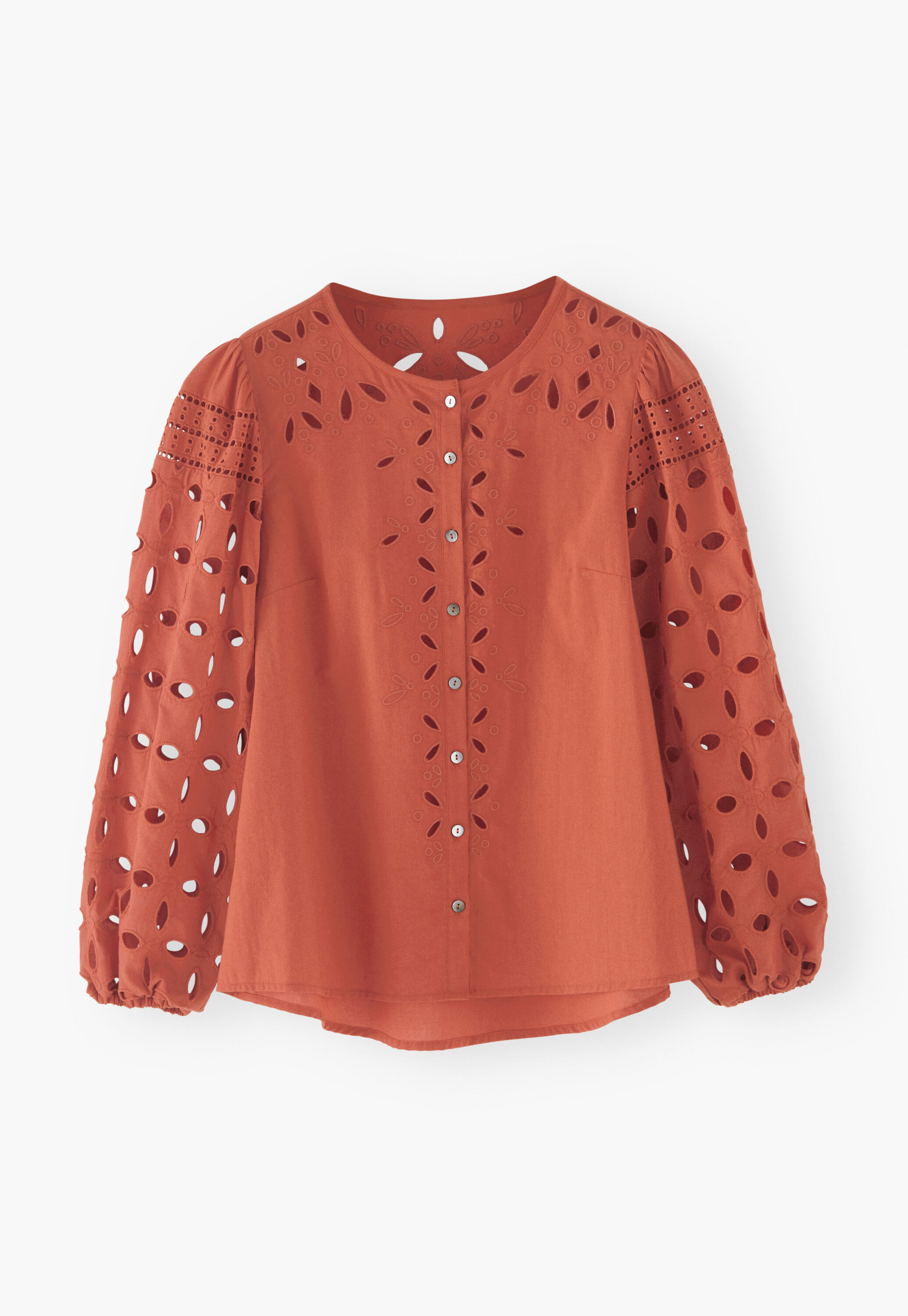 Bluse mit Lochstickerei und Cutwork