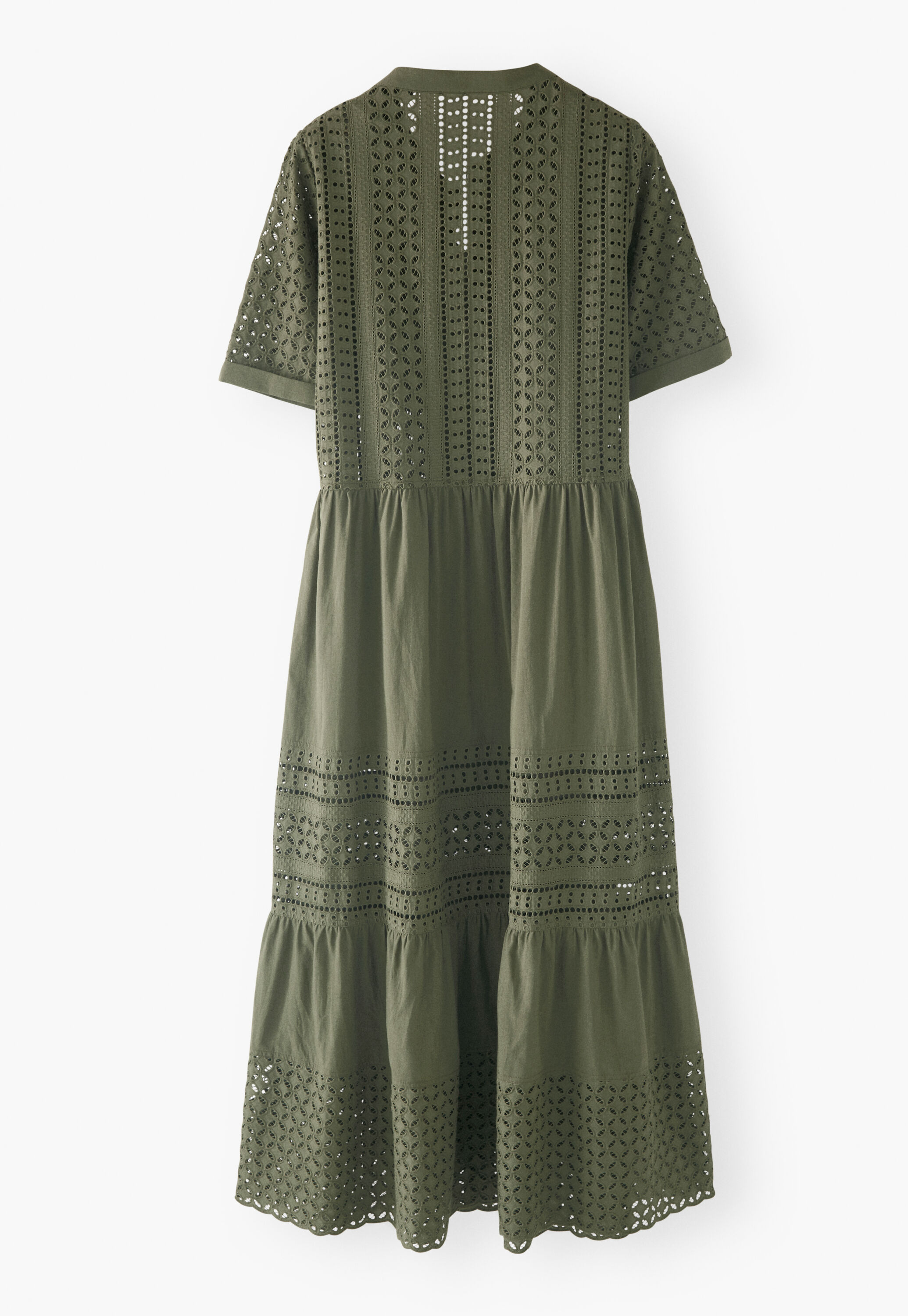 Langes Kleid mit Lochstickerei