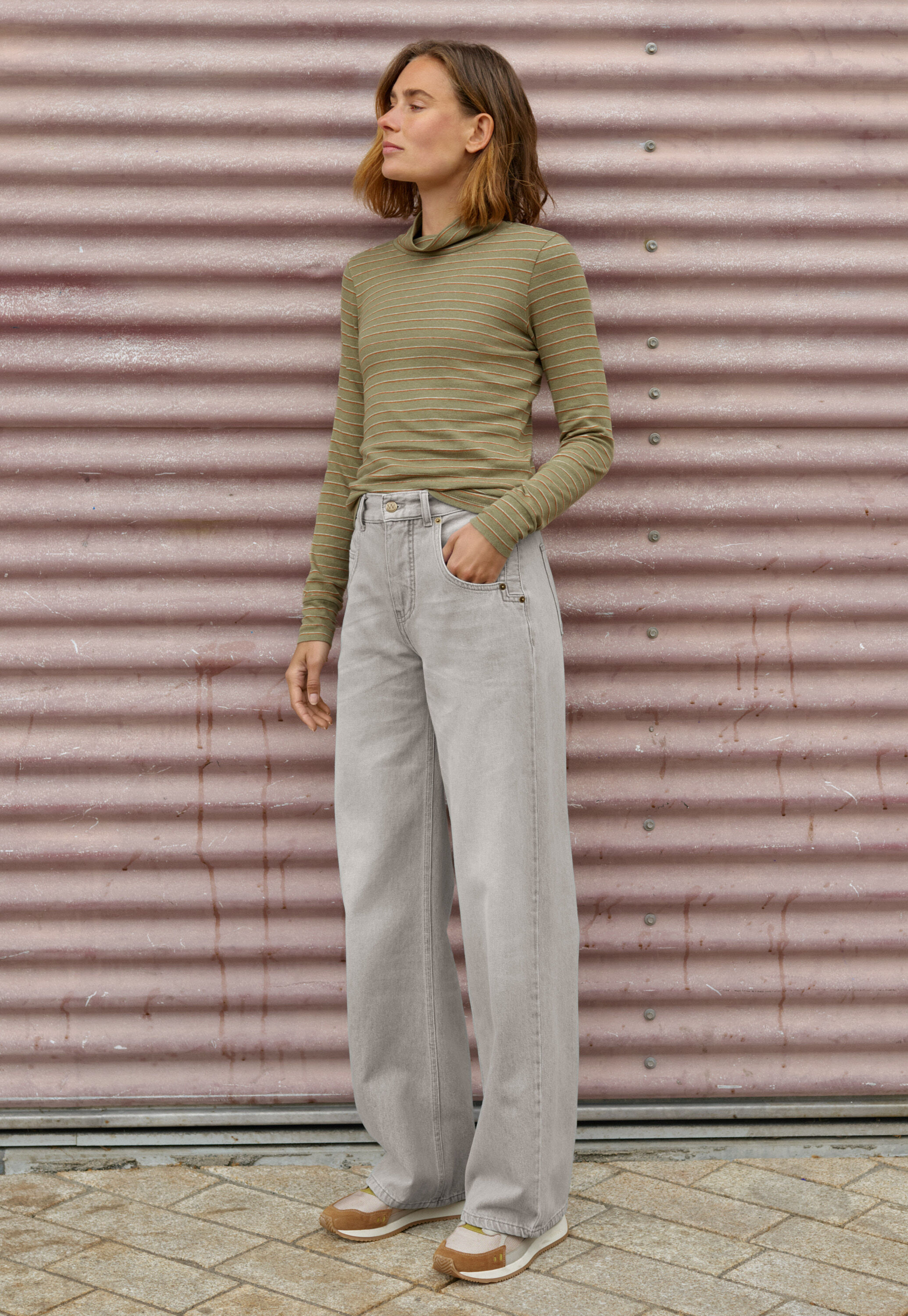 Jeans mit geradem Bein, Grau, large