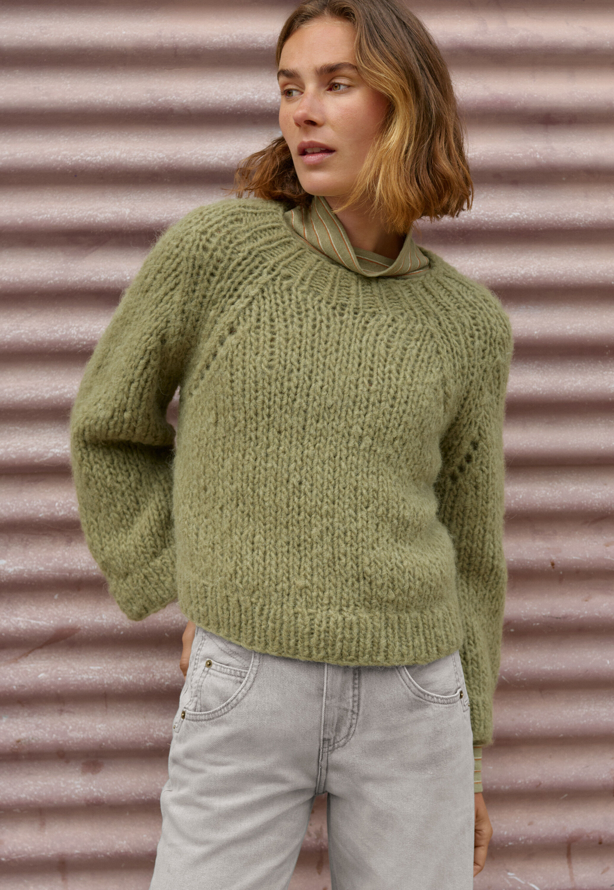 Spitzenmuster-Pullover
