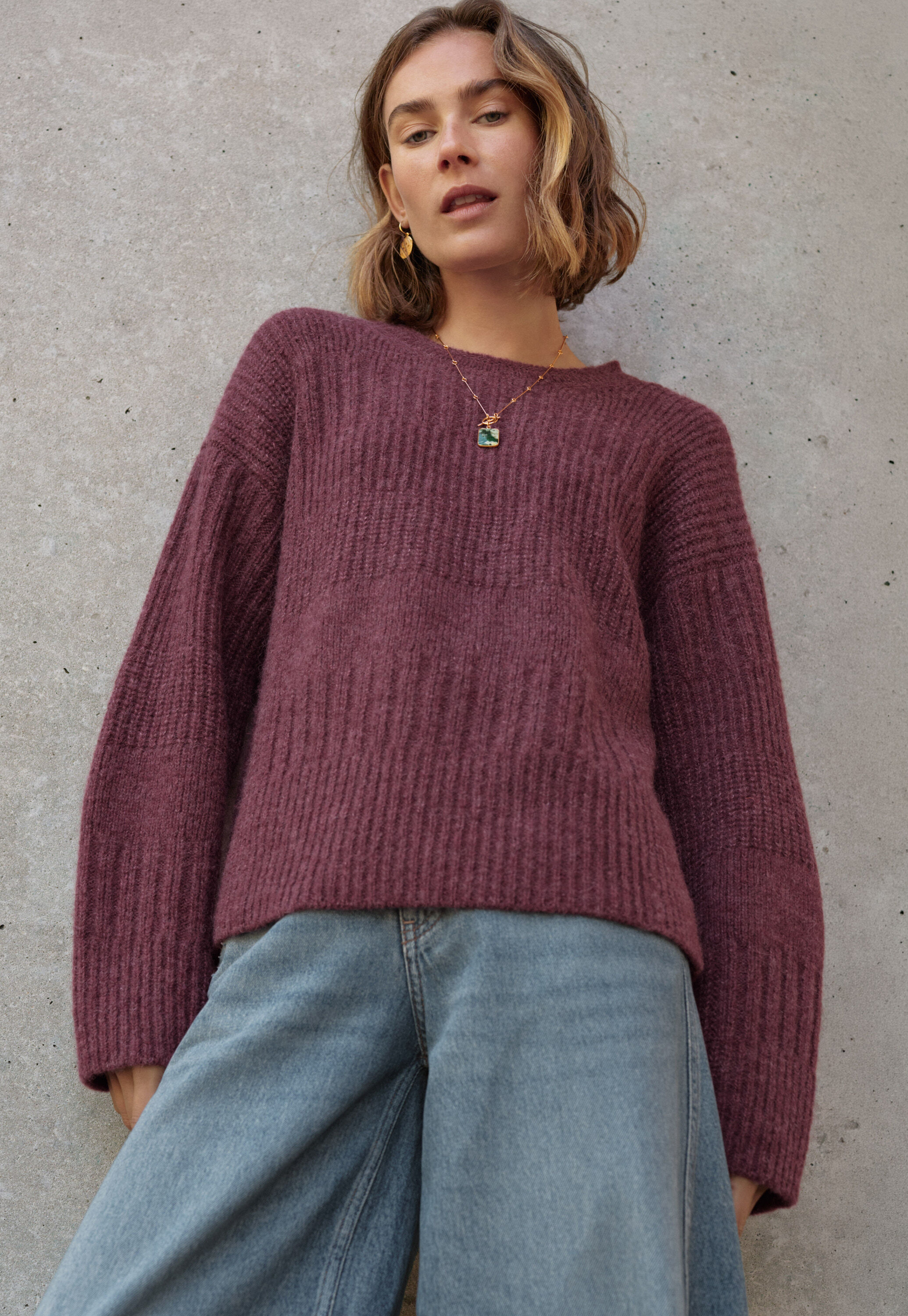 Spitzenmuster-Pullover