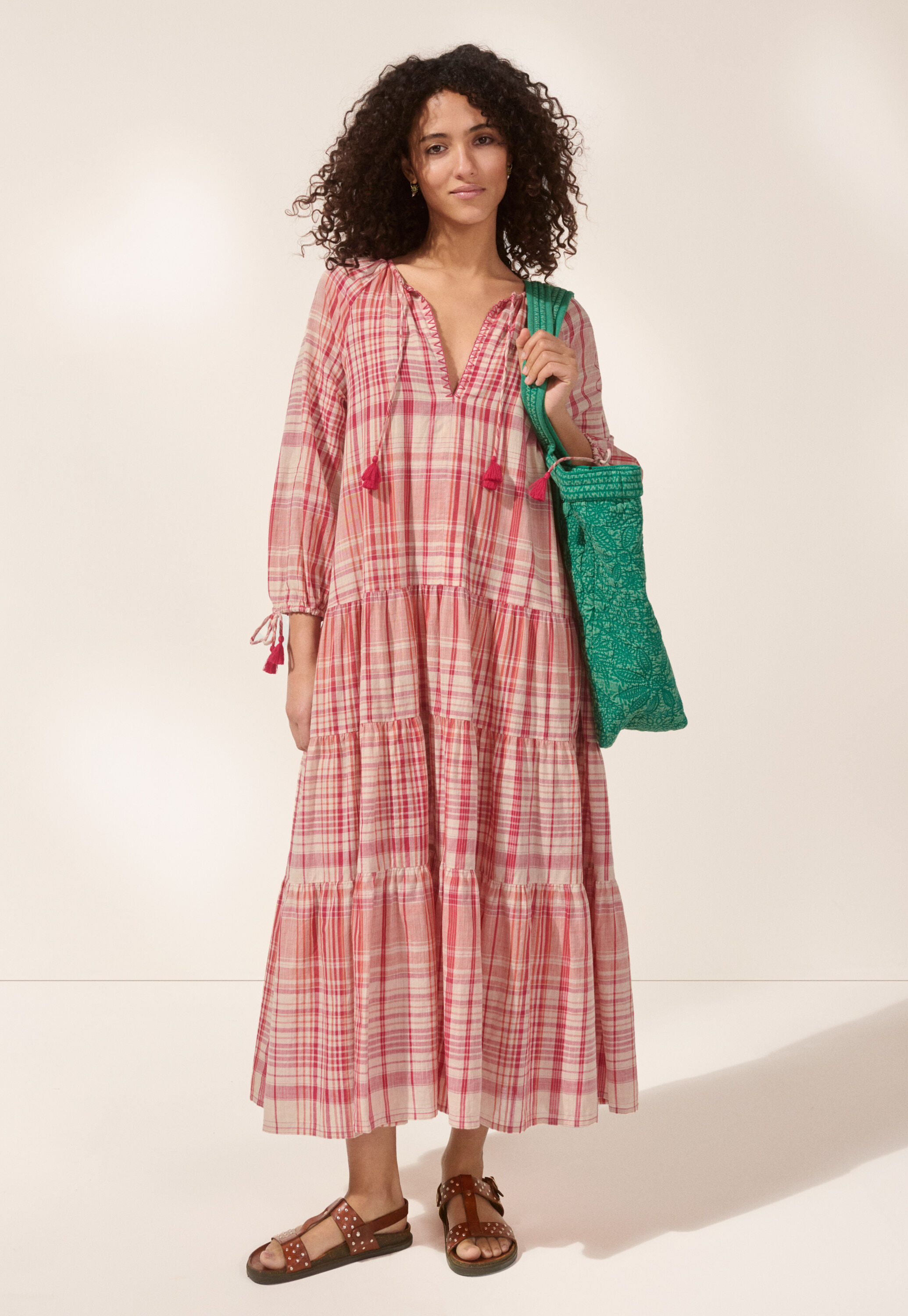 Kariertes Maxikleid
