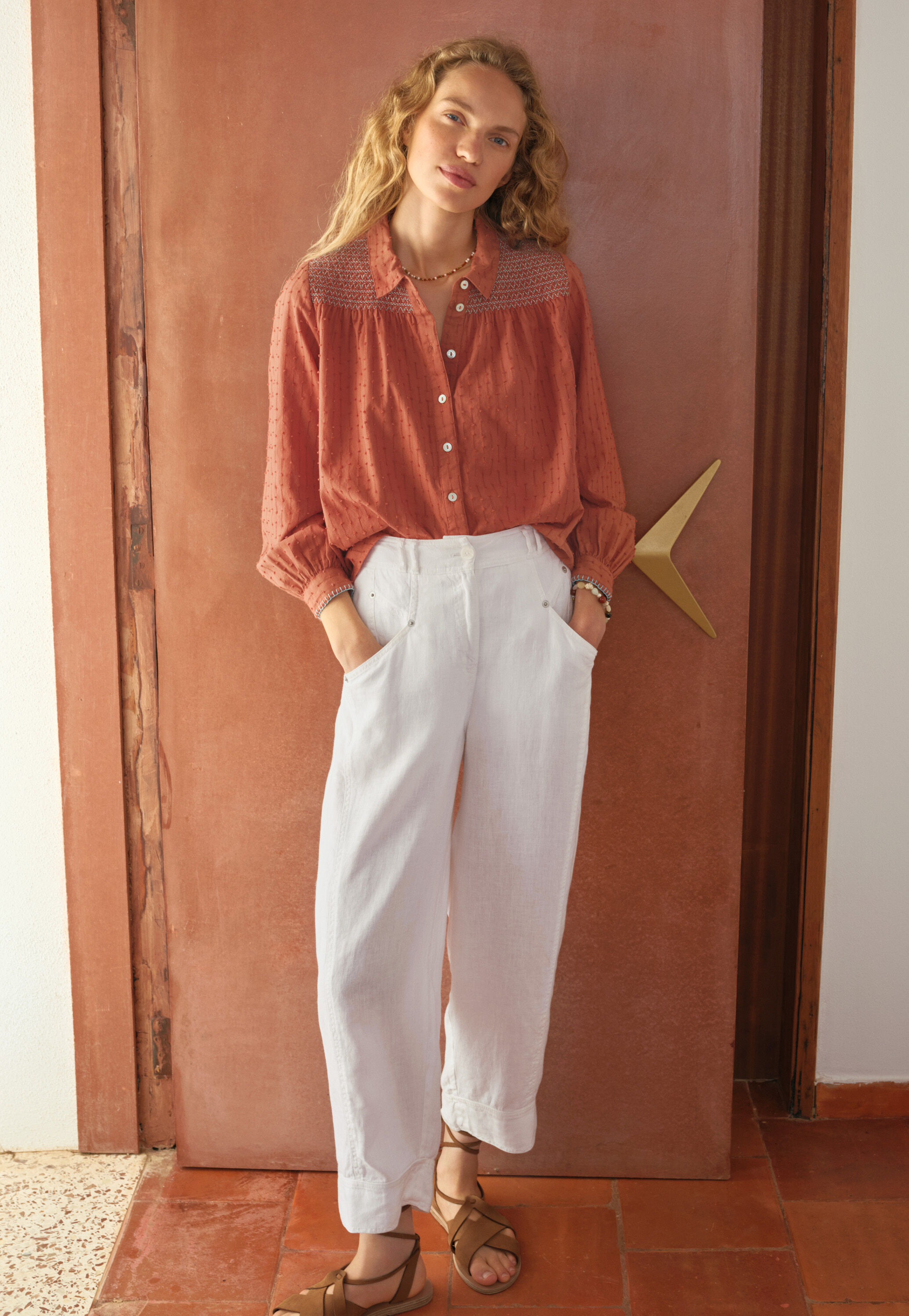 Bluse mit Kr&auml;uselungen