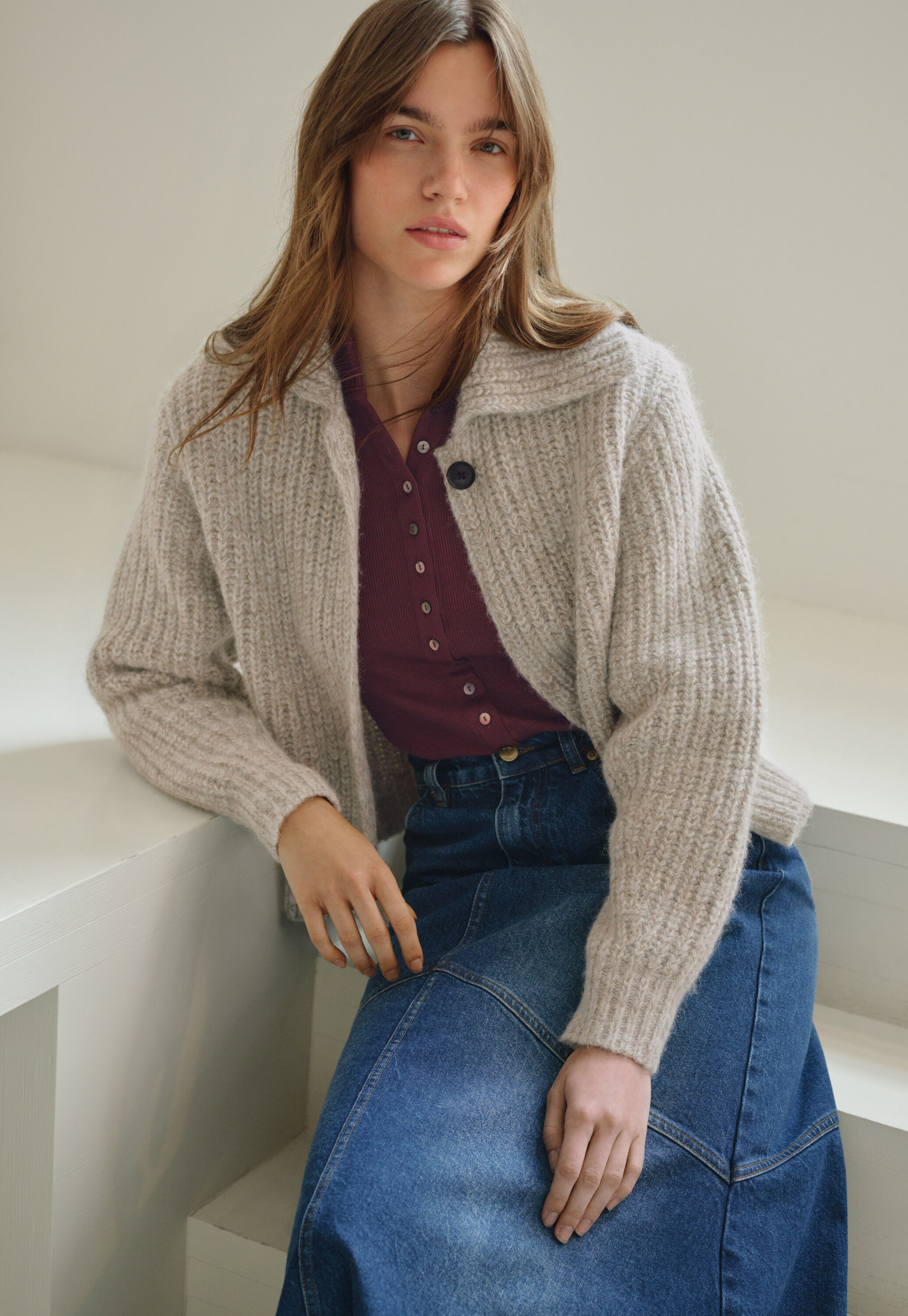 Ausgestellter Maxirock aus Denim, Mid-Vintage, large