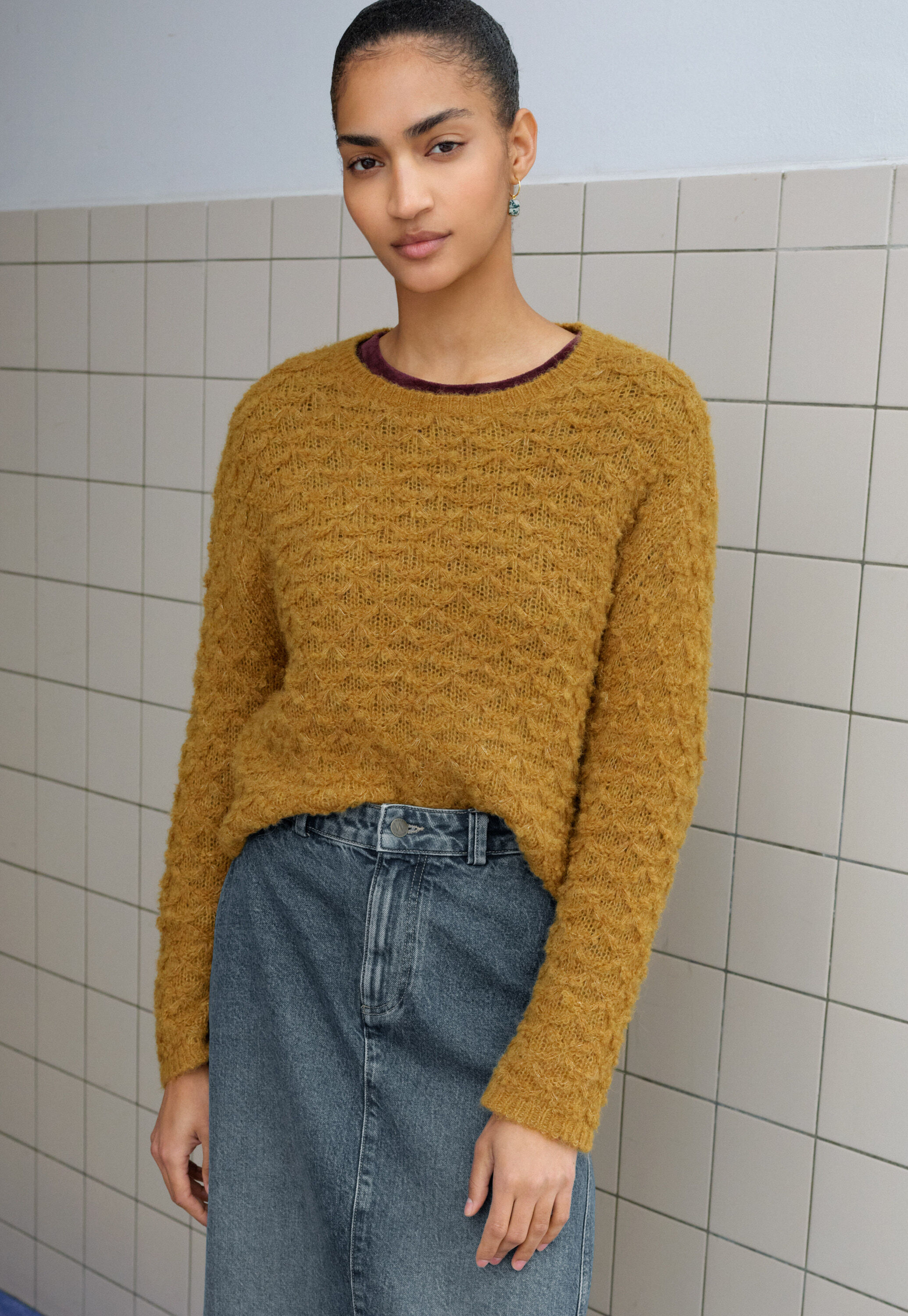 Spitzenmuster-Pullover