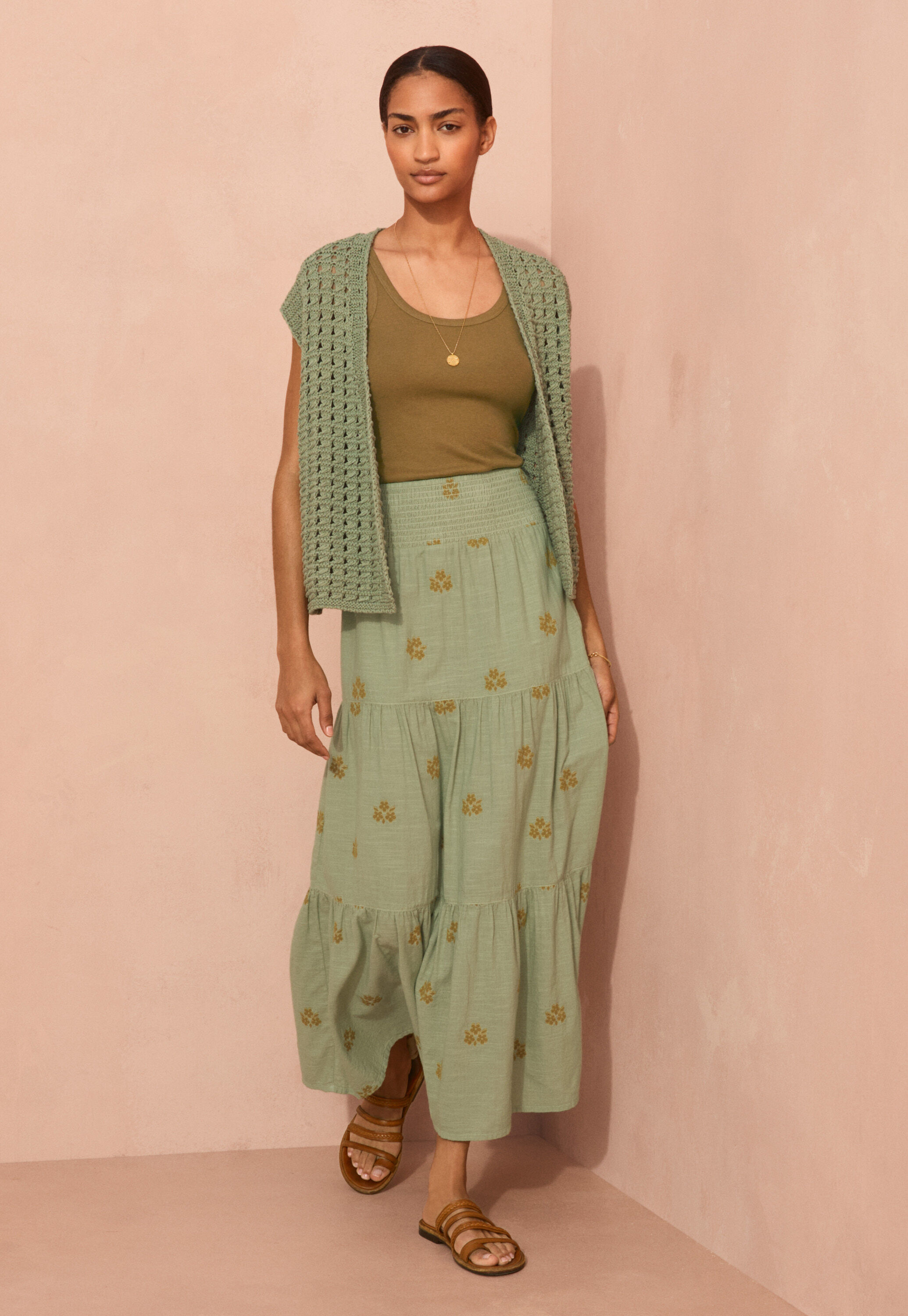 Stufenrock aus Blumen-Jacquard