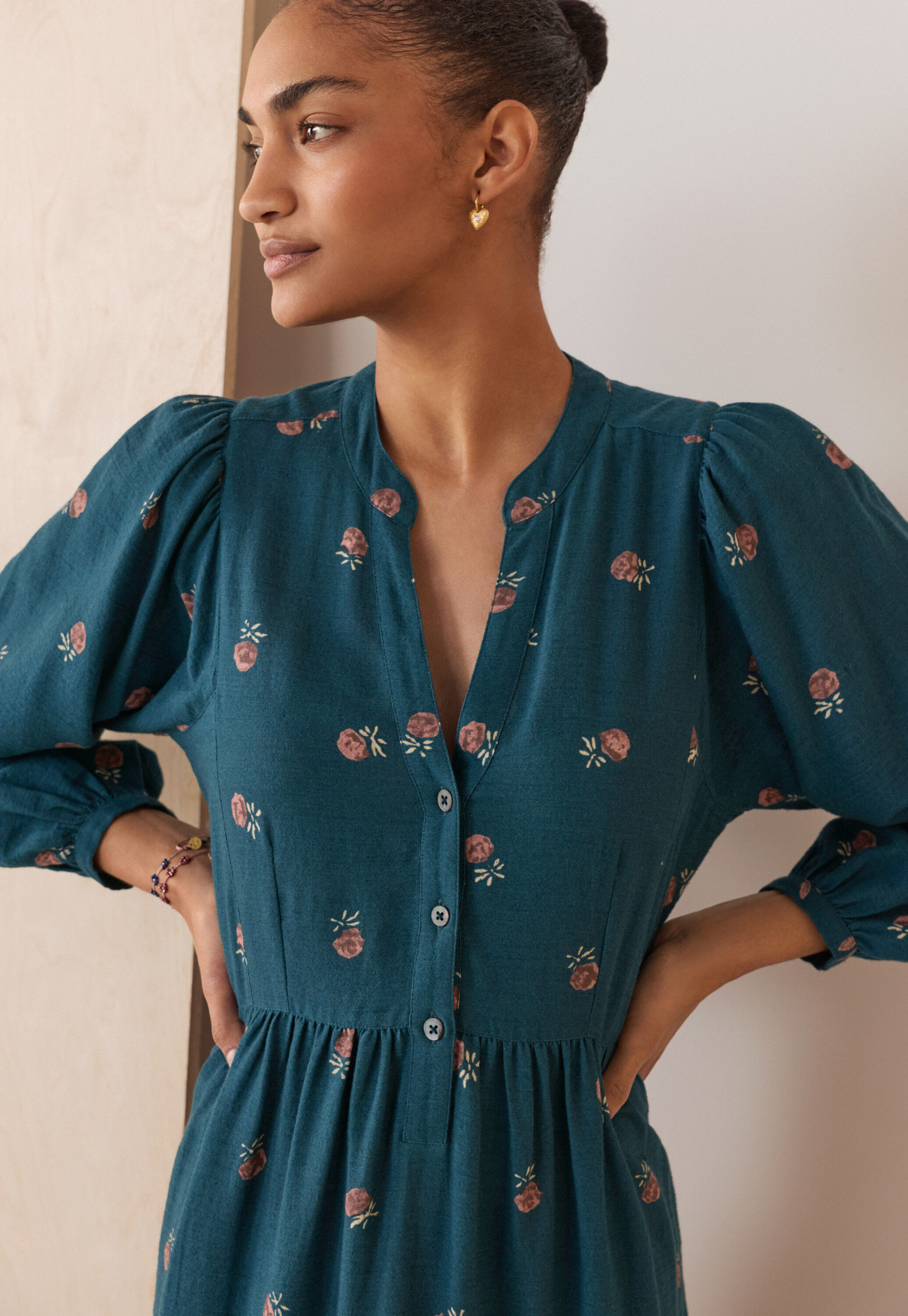 Print-Kleid, Petrol/Mauve, large