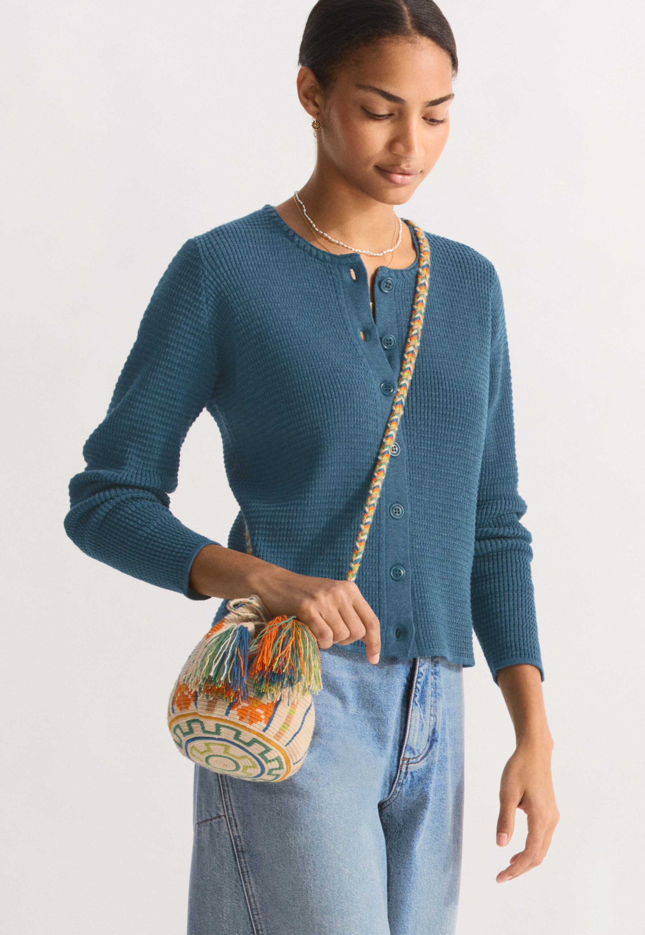 Crossbody-Tasche, Ecru/Orange, large