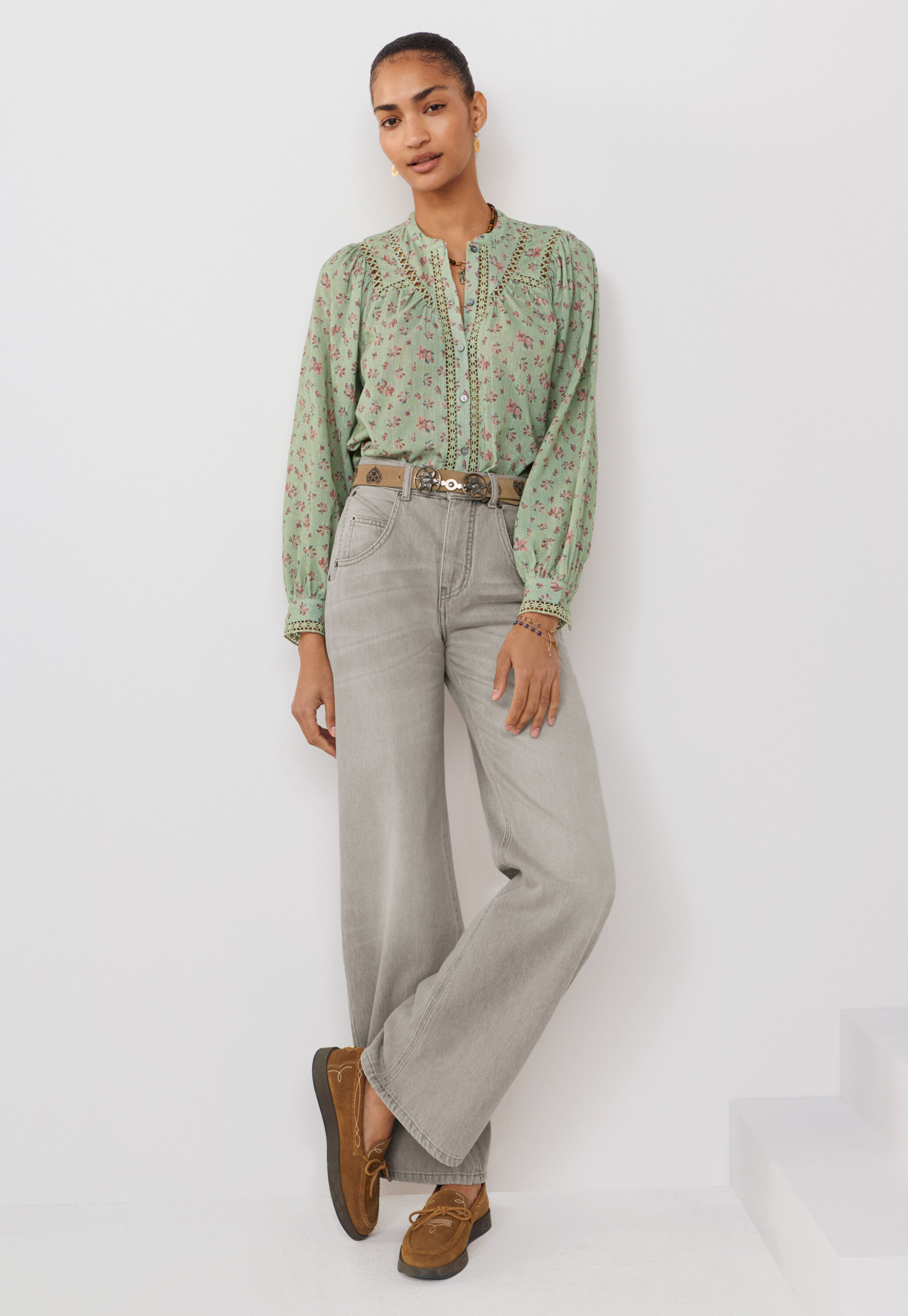 Jeans mit geradem Bein, Grau, large
