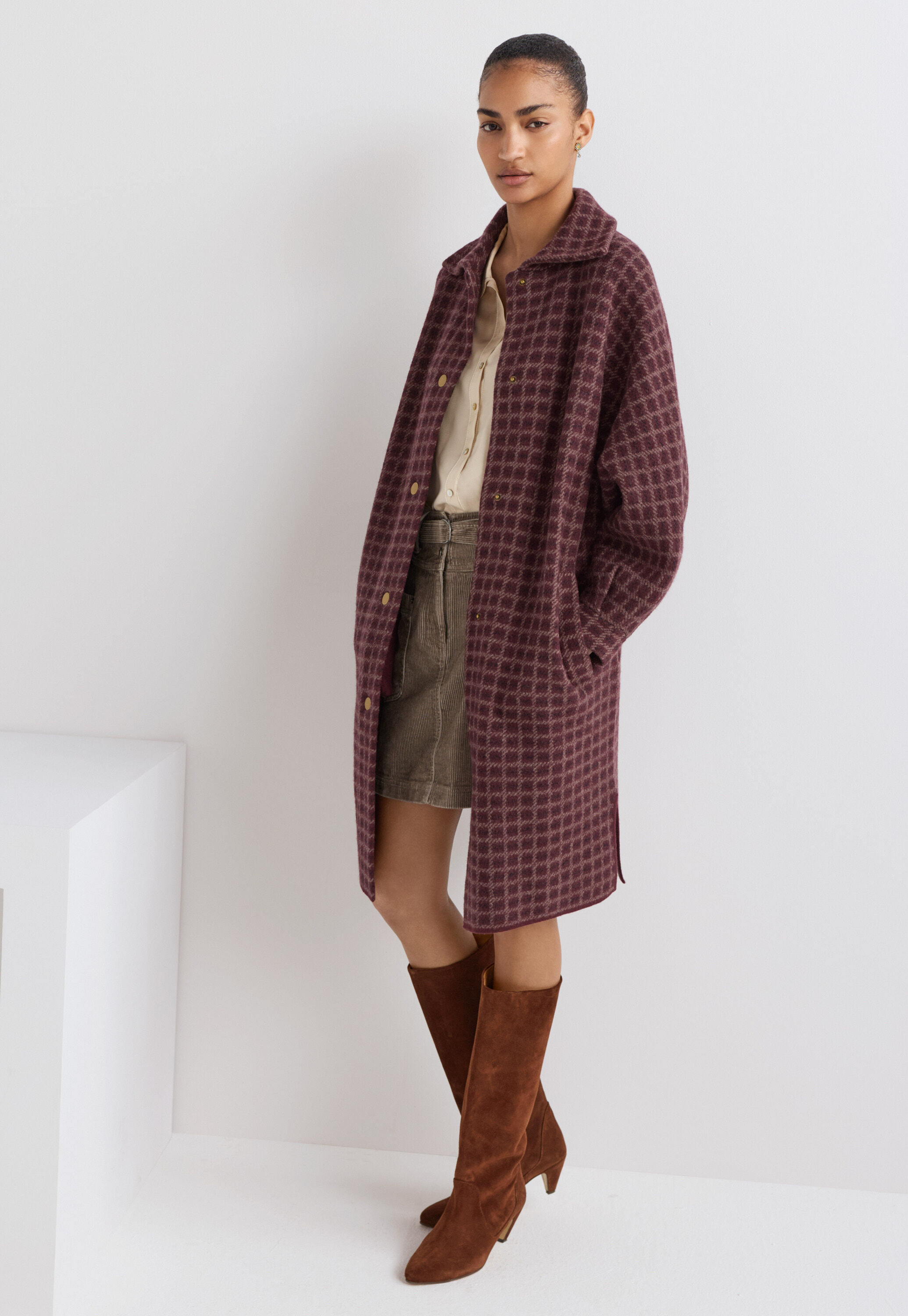 Karierte Jacke, Burgunder, large