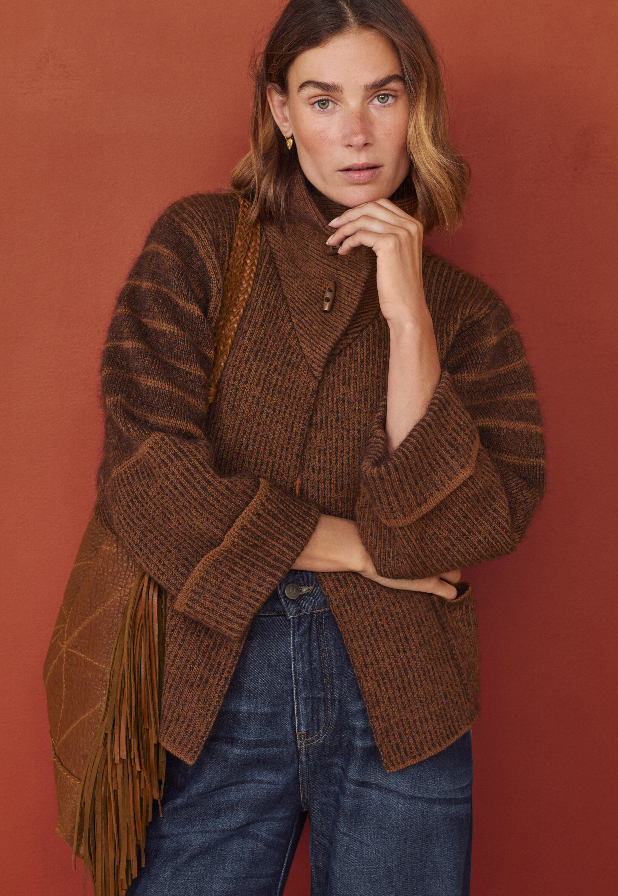 Strickjacke, Espresso, large