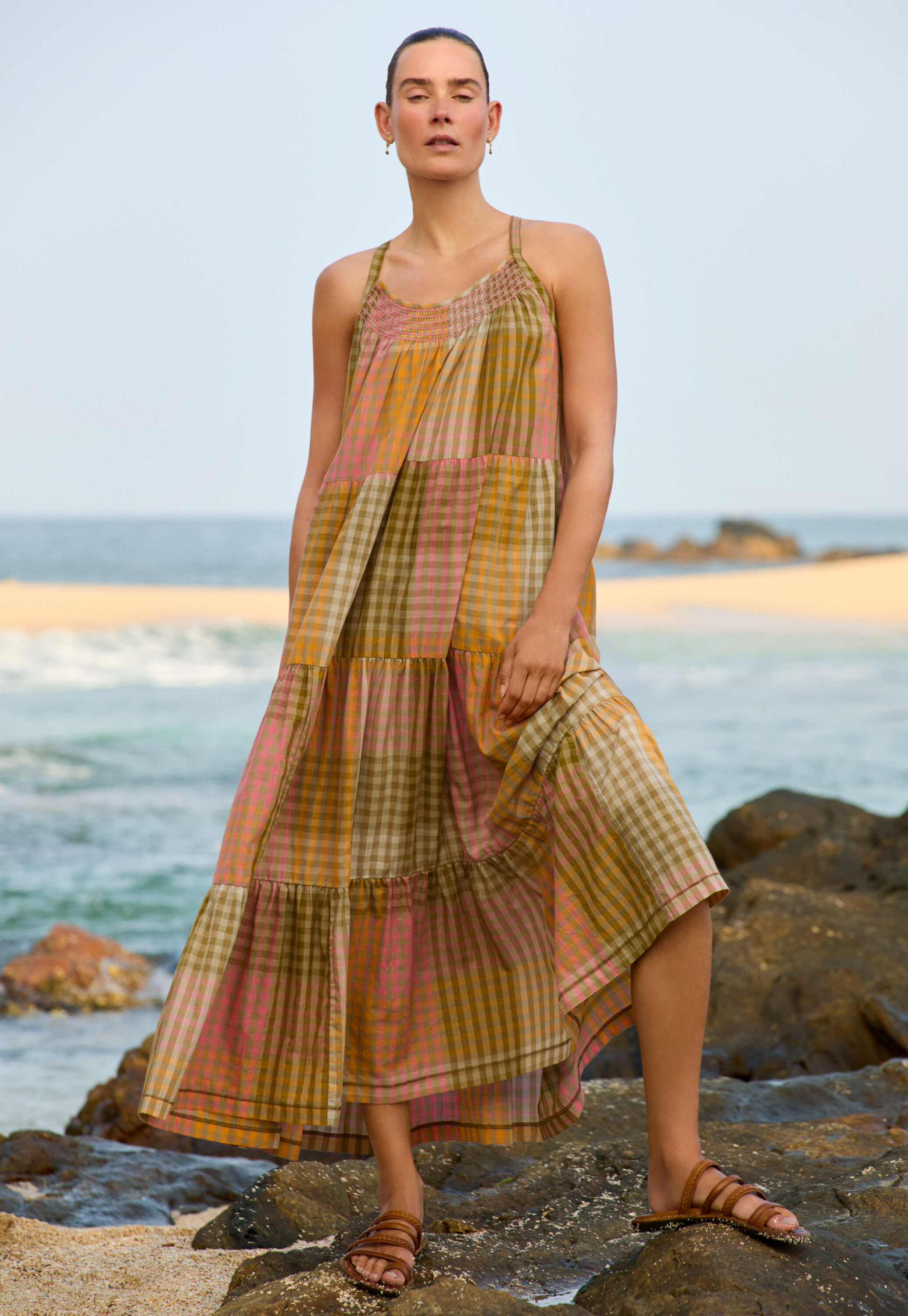Kariertes Maxikleid