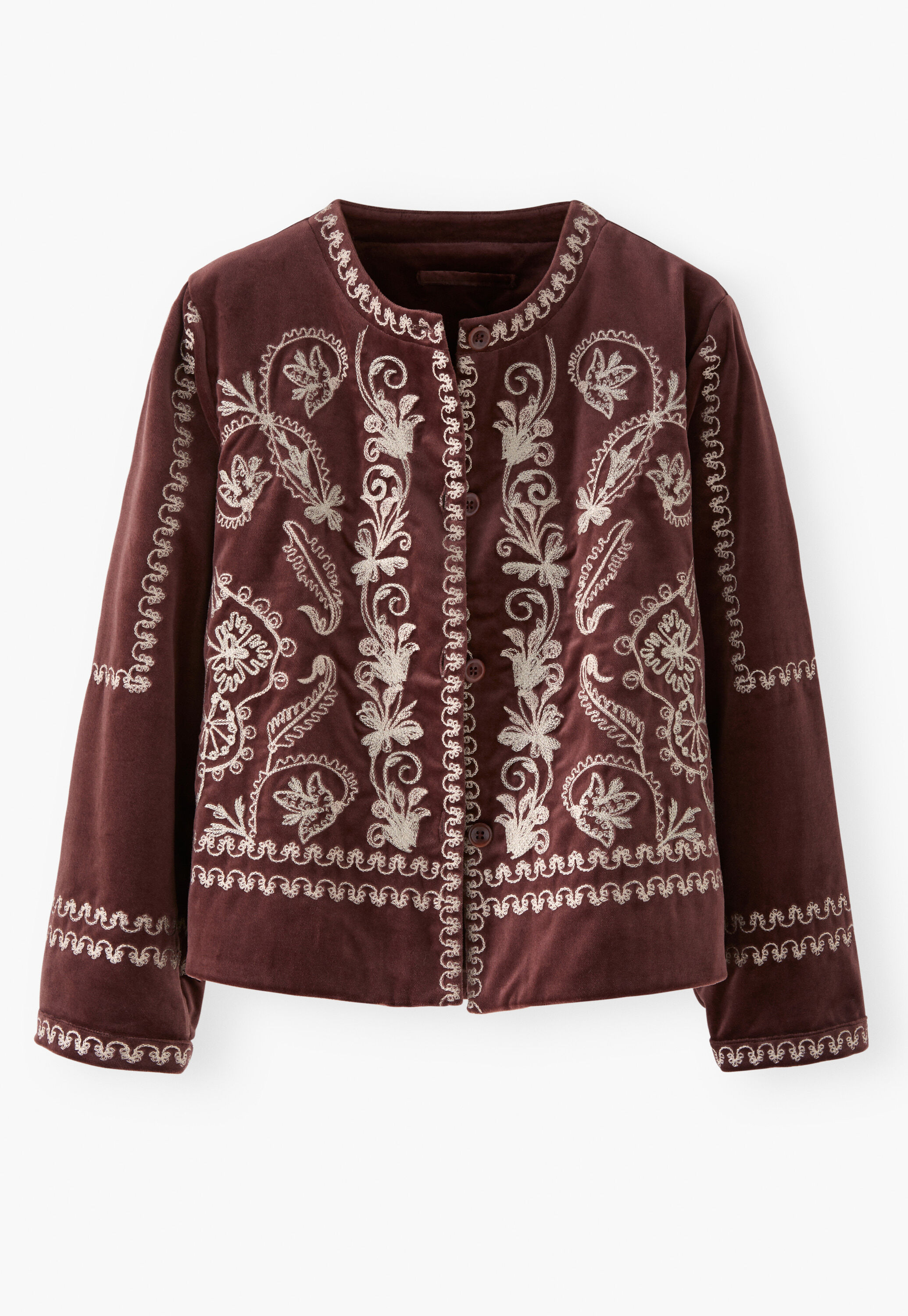 Bestickte Samtjacke, Portwein, large