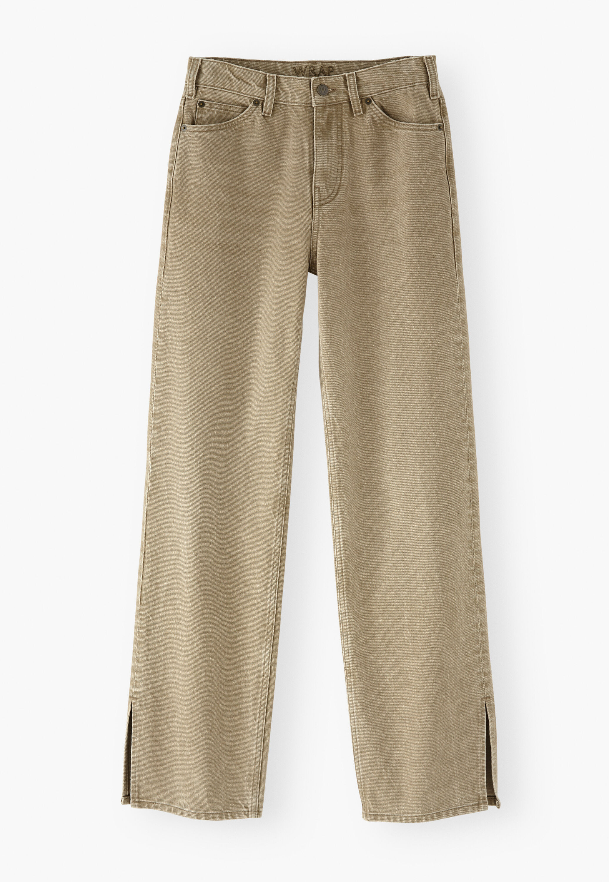 Jeans mit geteiltem Saum, Olivgrau, large