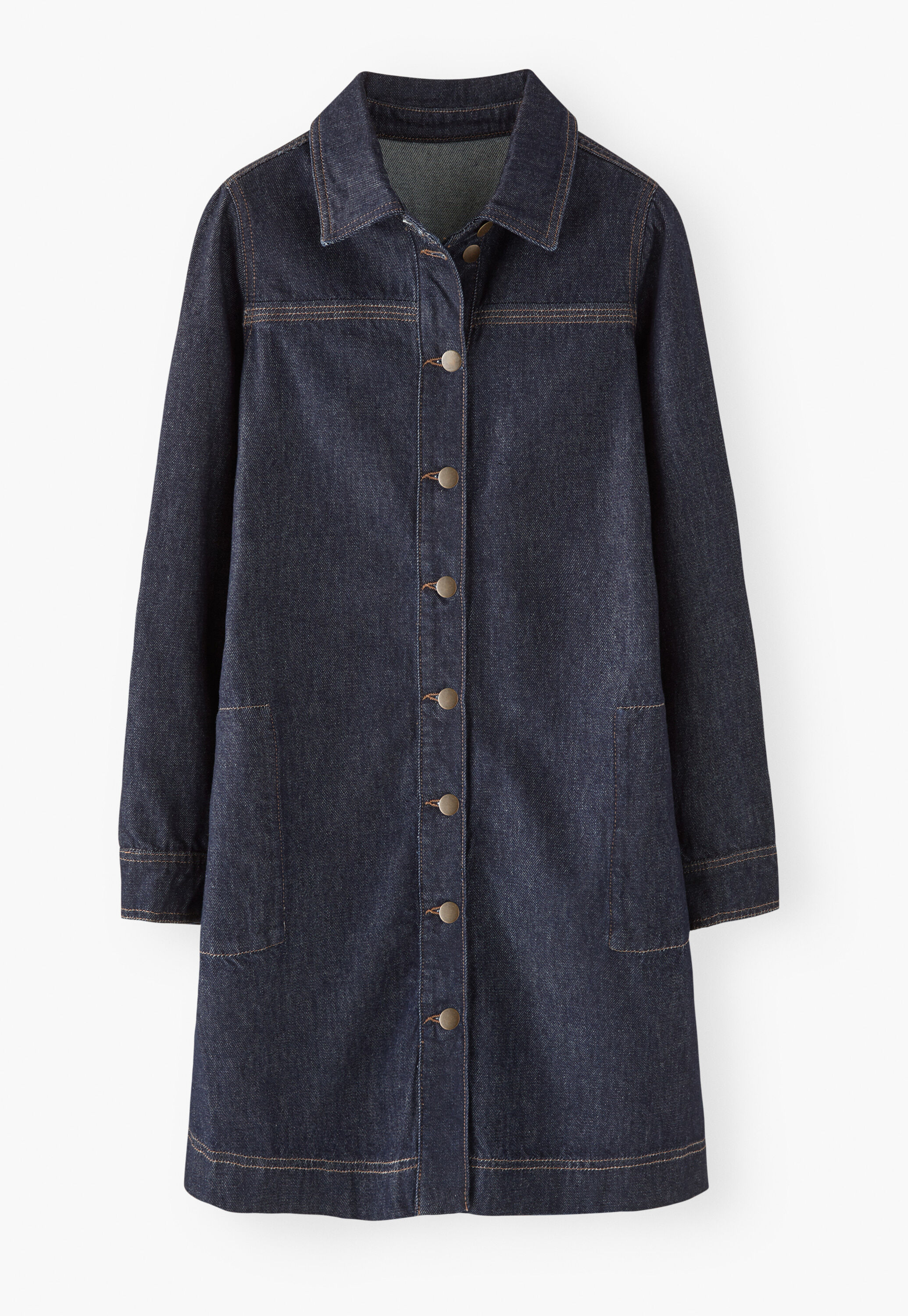 Denim-Kleid in A-Linie, Dunkles Ozeanblau, large