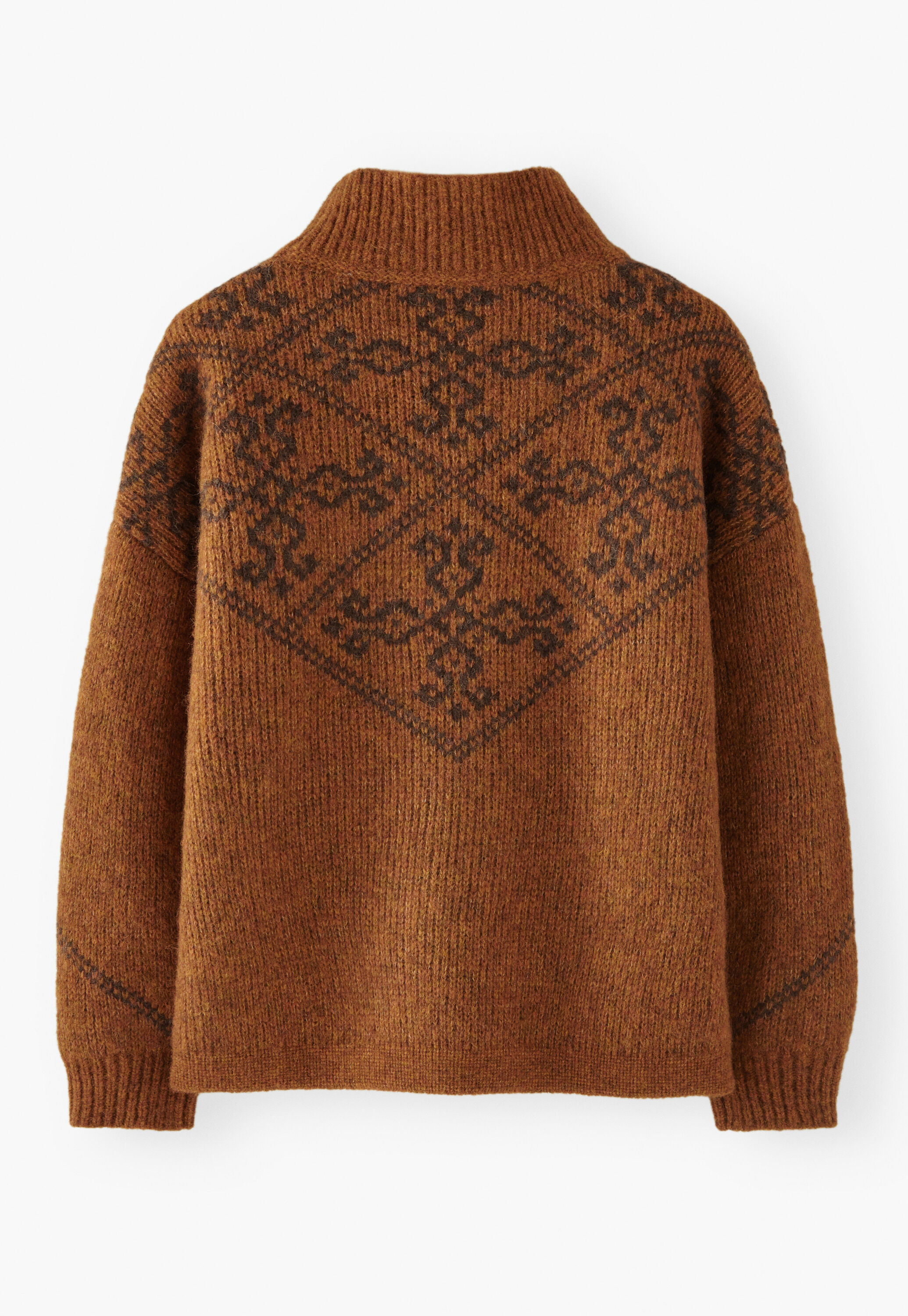 Jacquard-Pullover, Kupfer/Kaffee, large