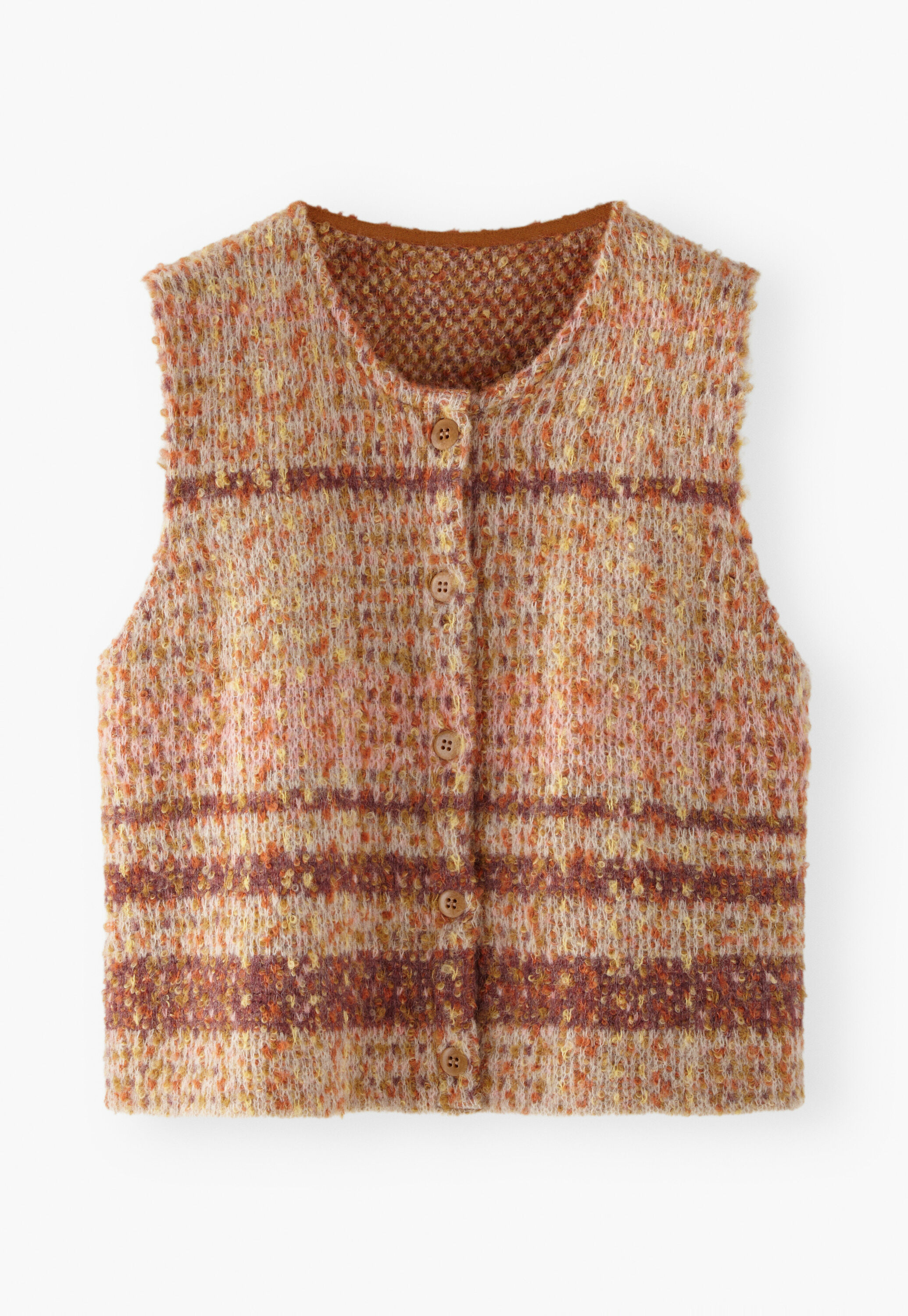 Karo-Strickweste, Warmer Sonnenuntergang, large
