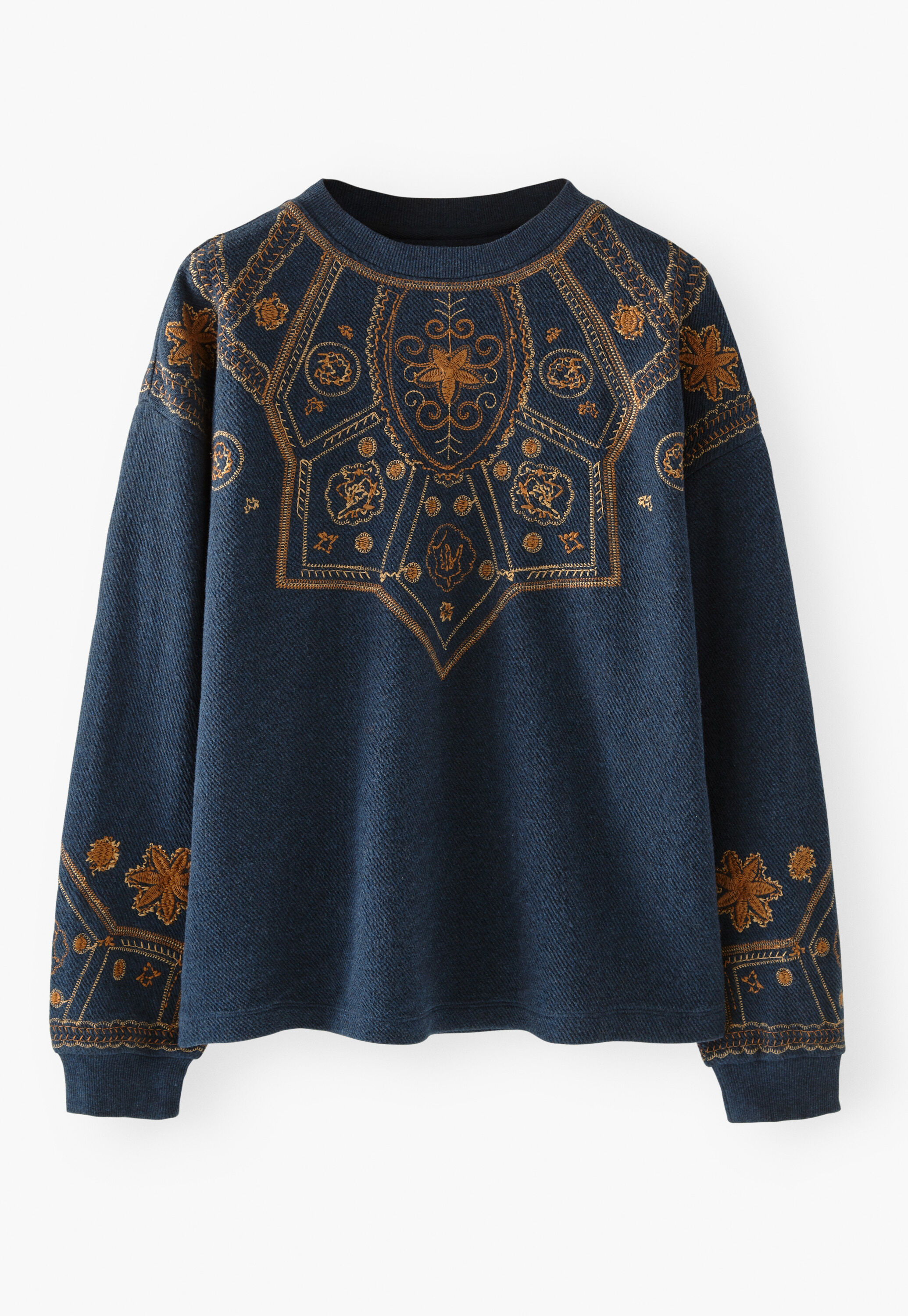 Sweatshirt mit Stickerei, Indigo, large