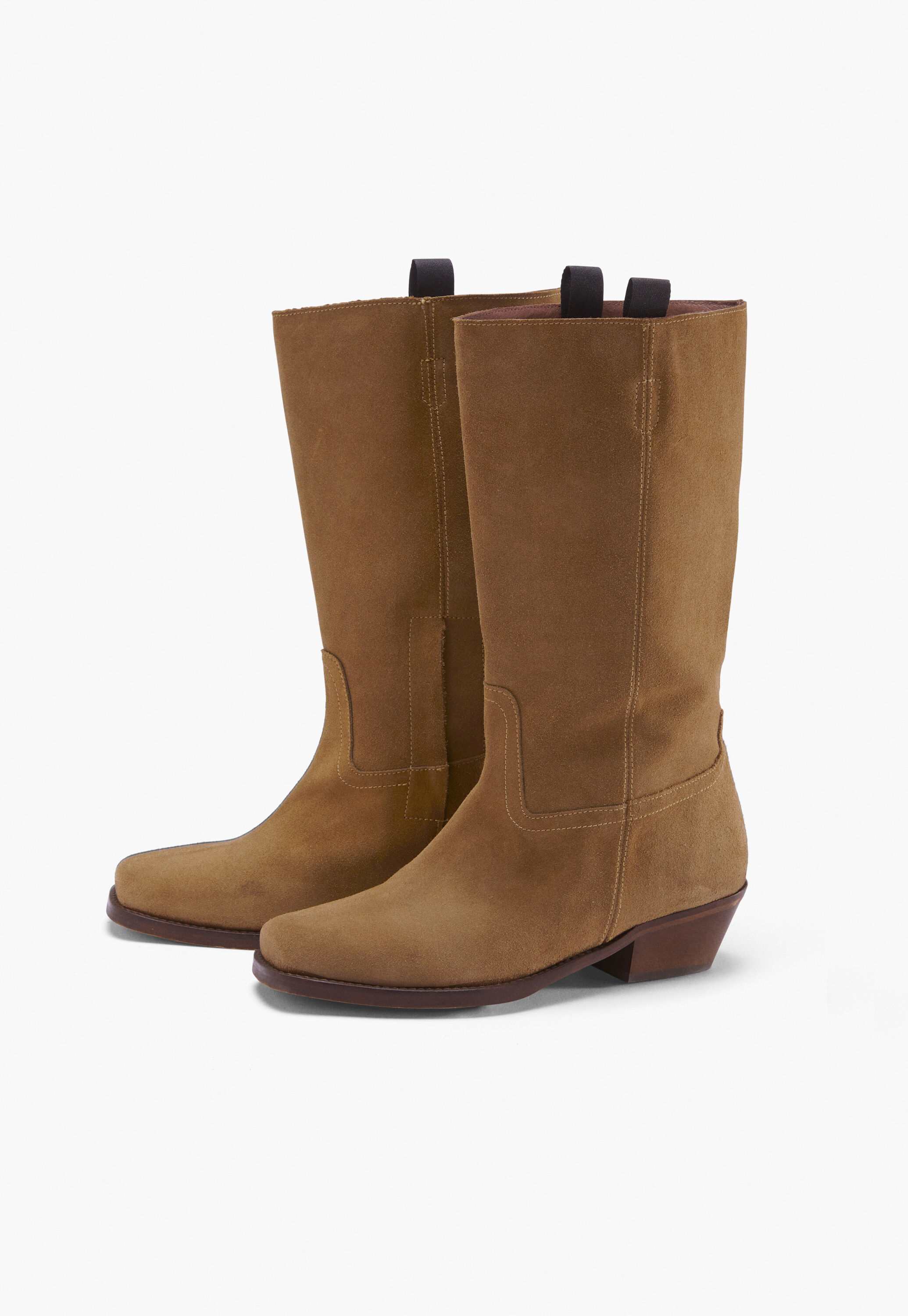 Stiefel mit eckiger Zehenpartie, Zimt, large