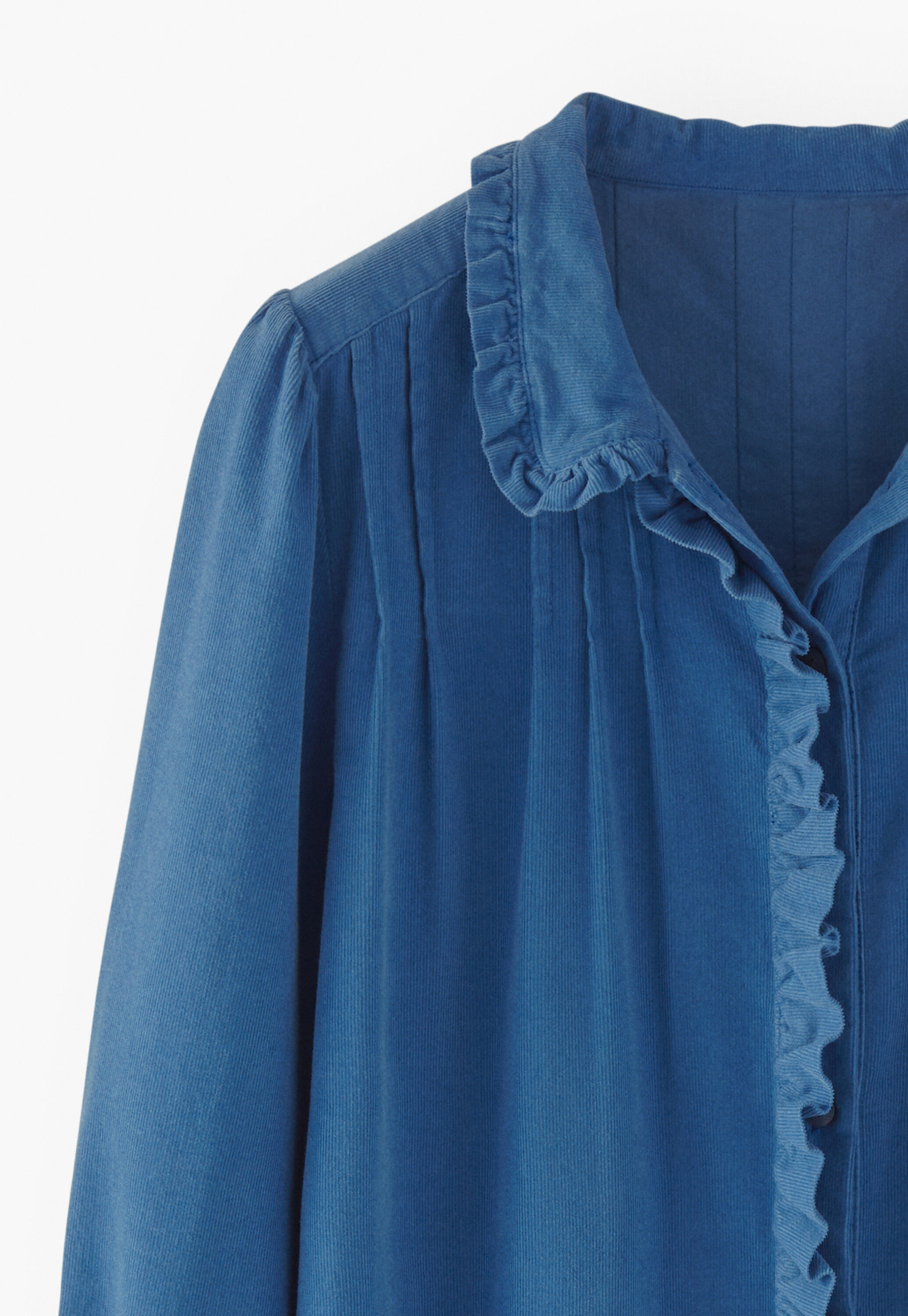 Faltenbluse aus Cord, Kobalt, large