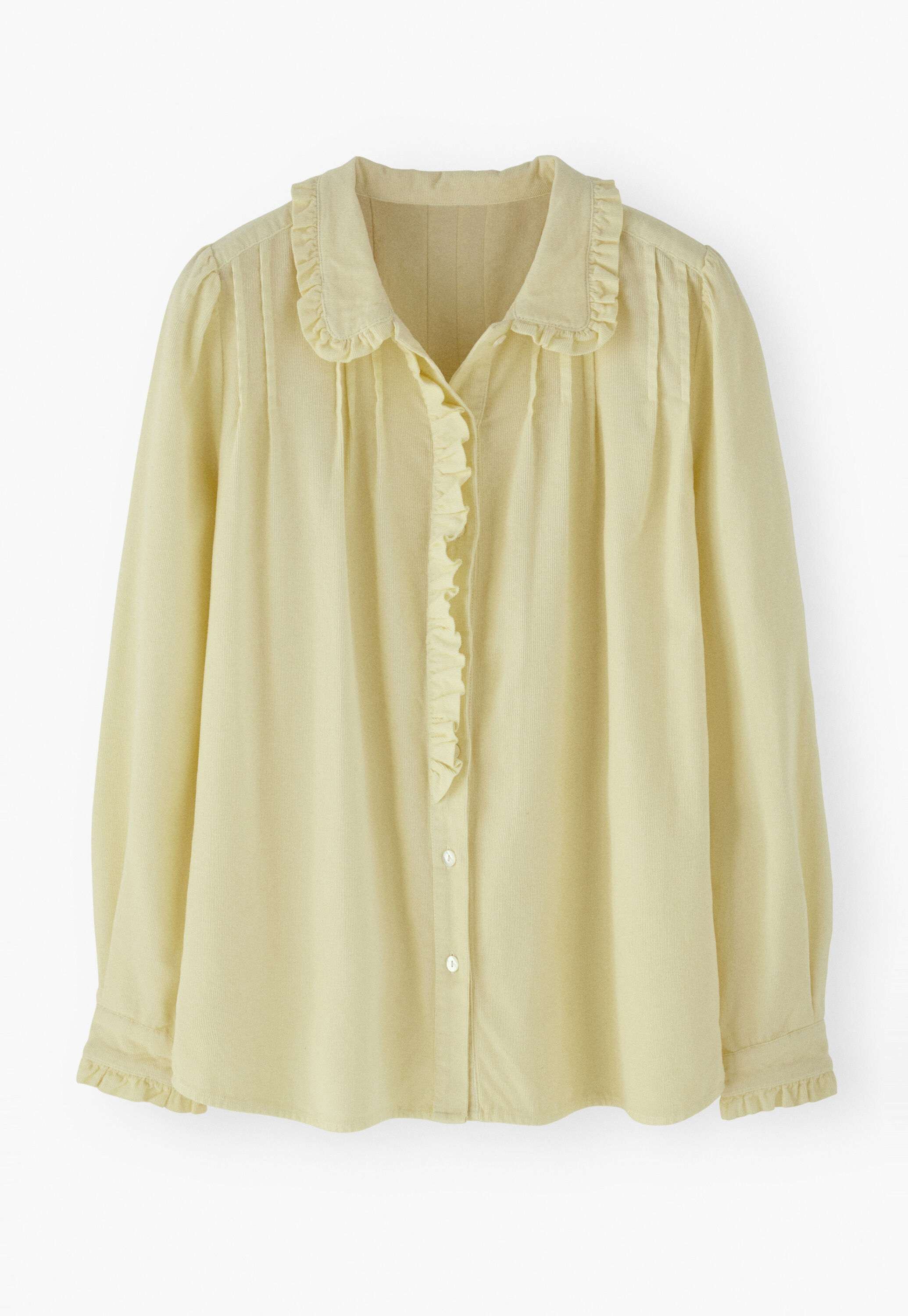 Faltenbluse aus Cord, Buttergelb, large
