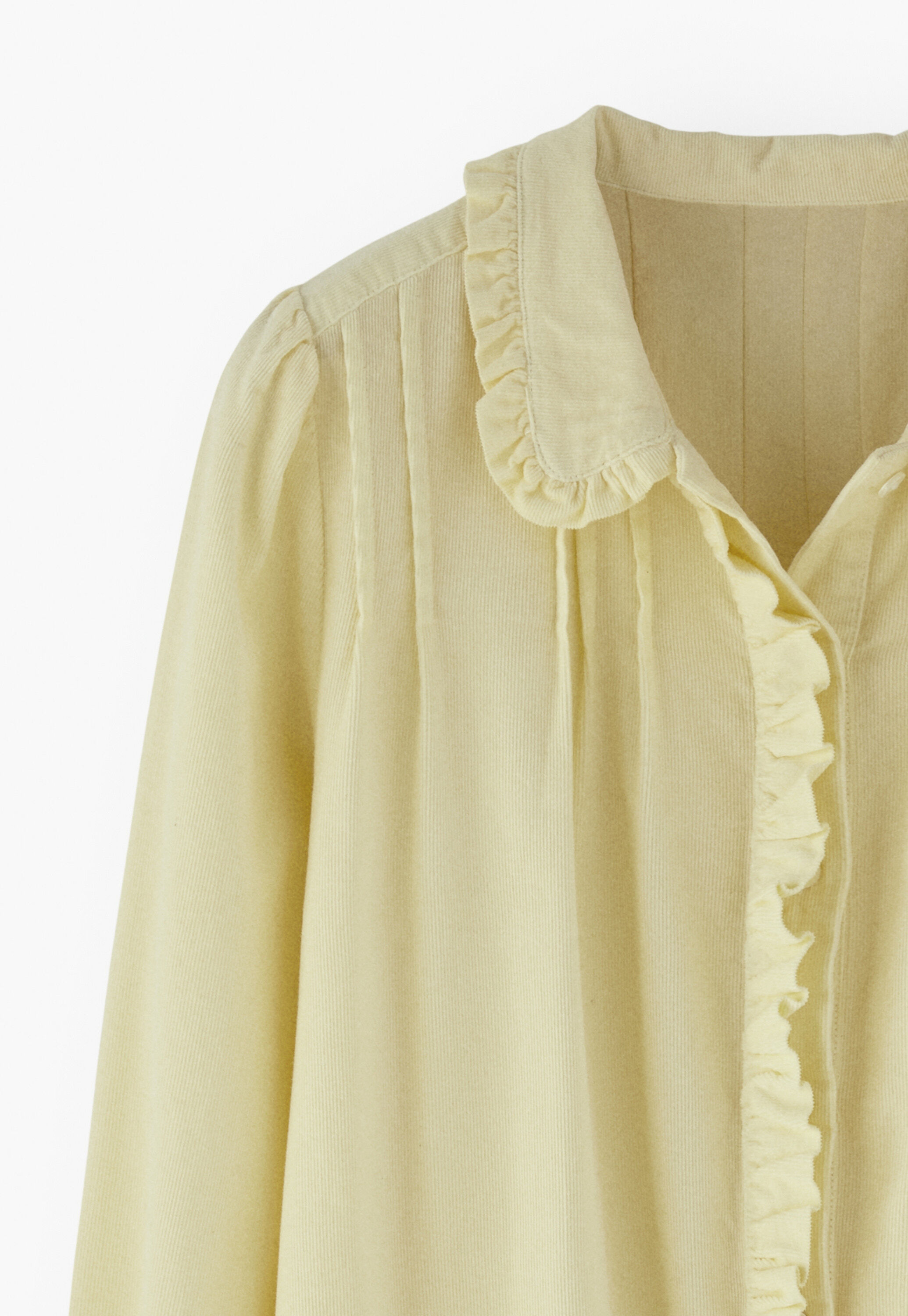 Faltenbluse aus Cord, Buttergelb, large