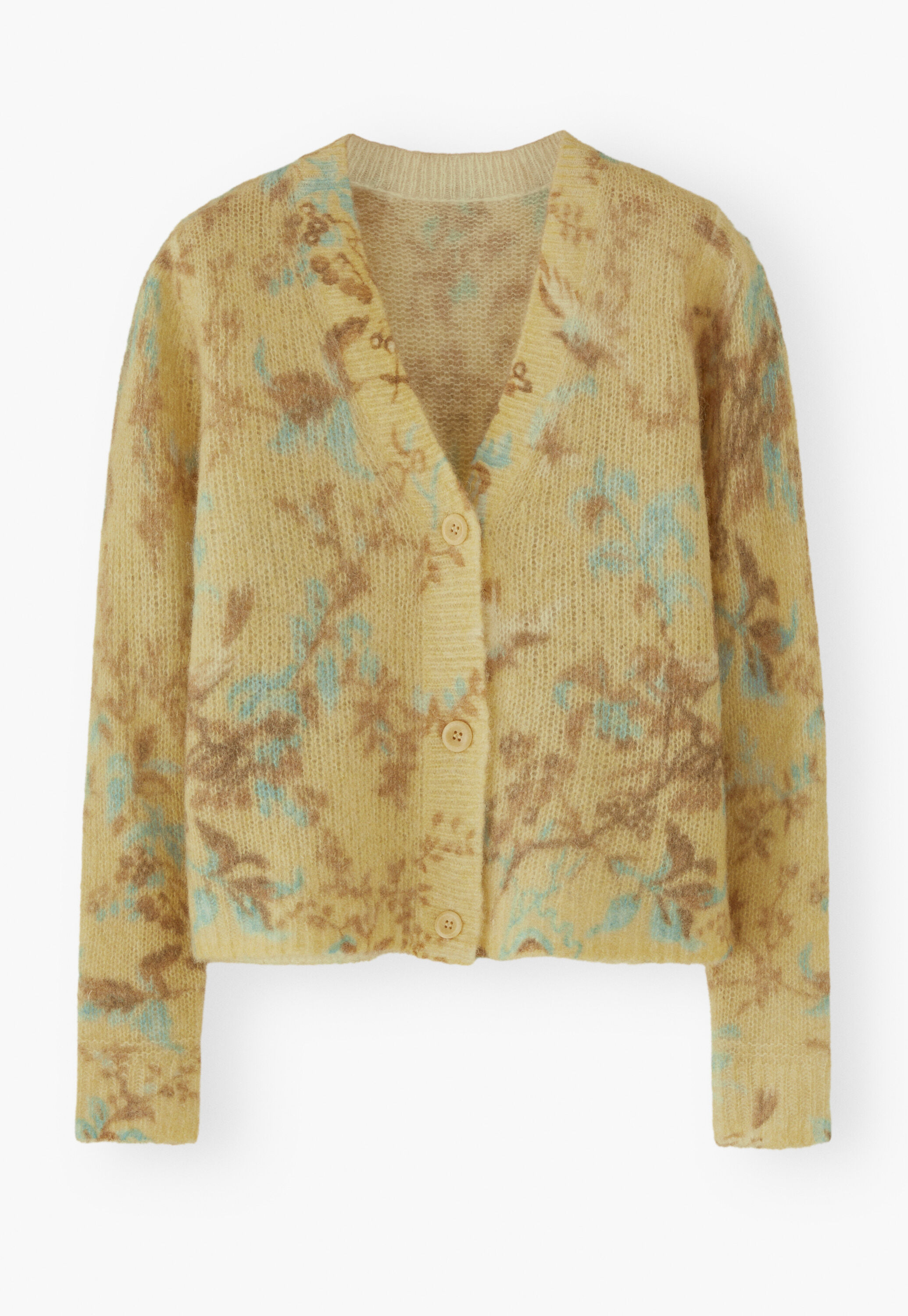 Bedruckter Cardigan, Zitrone/Himmelblau, large