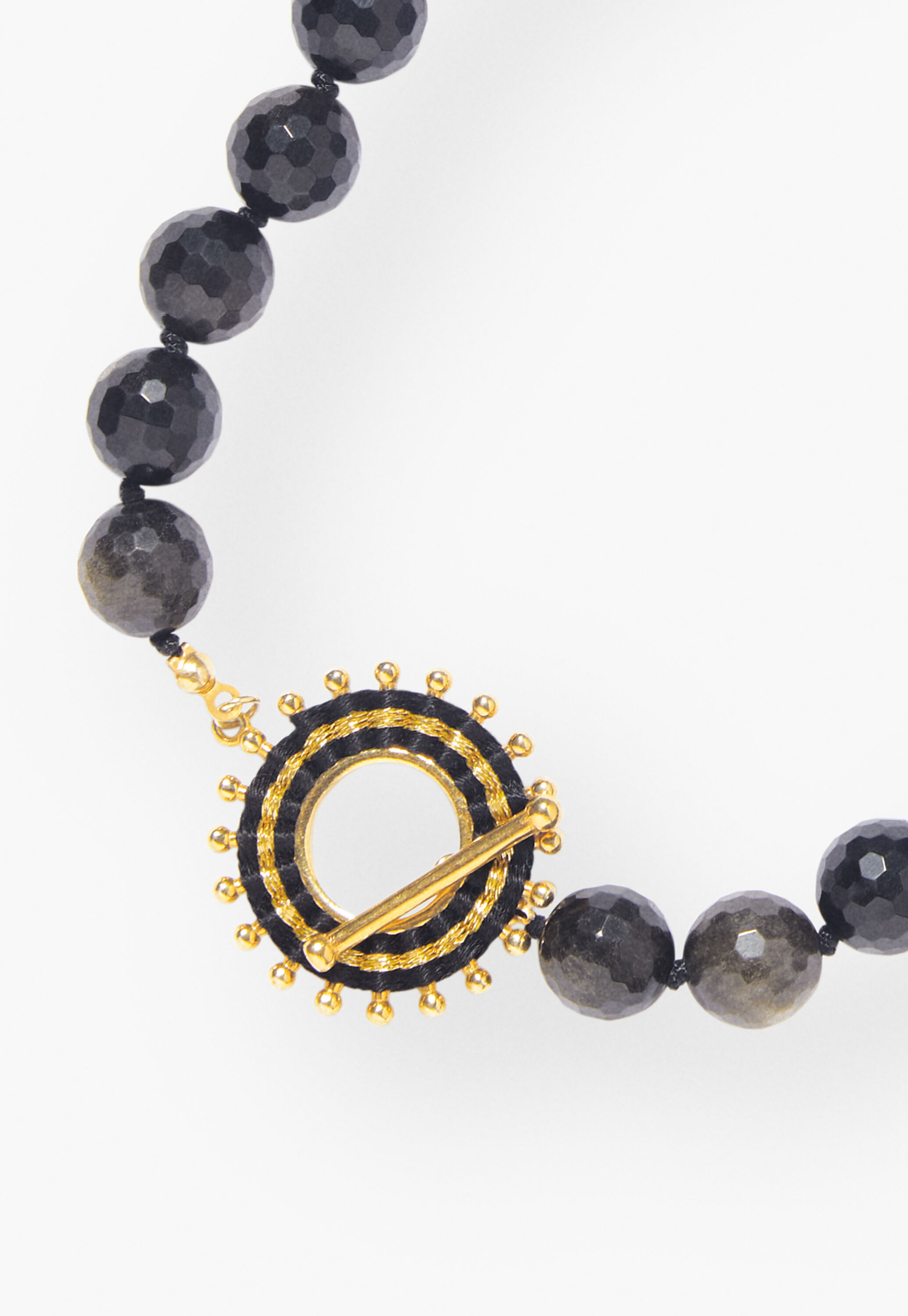 Perlenkette, Gold/Schwarz, large