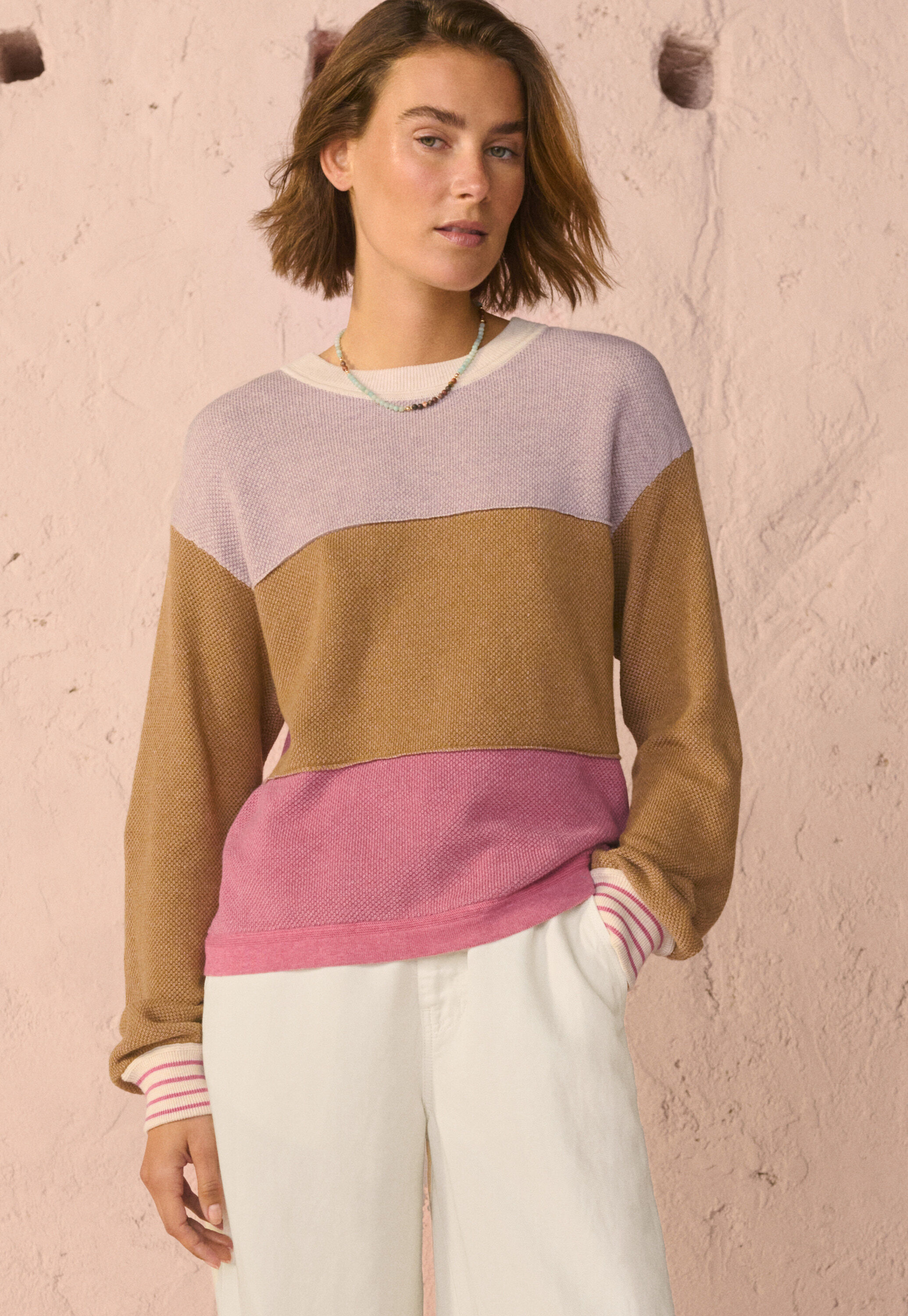 Piqu&eacute;-Strickpullover