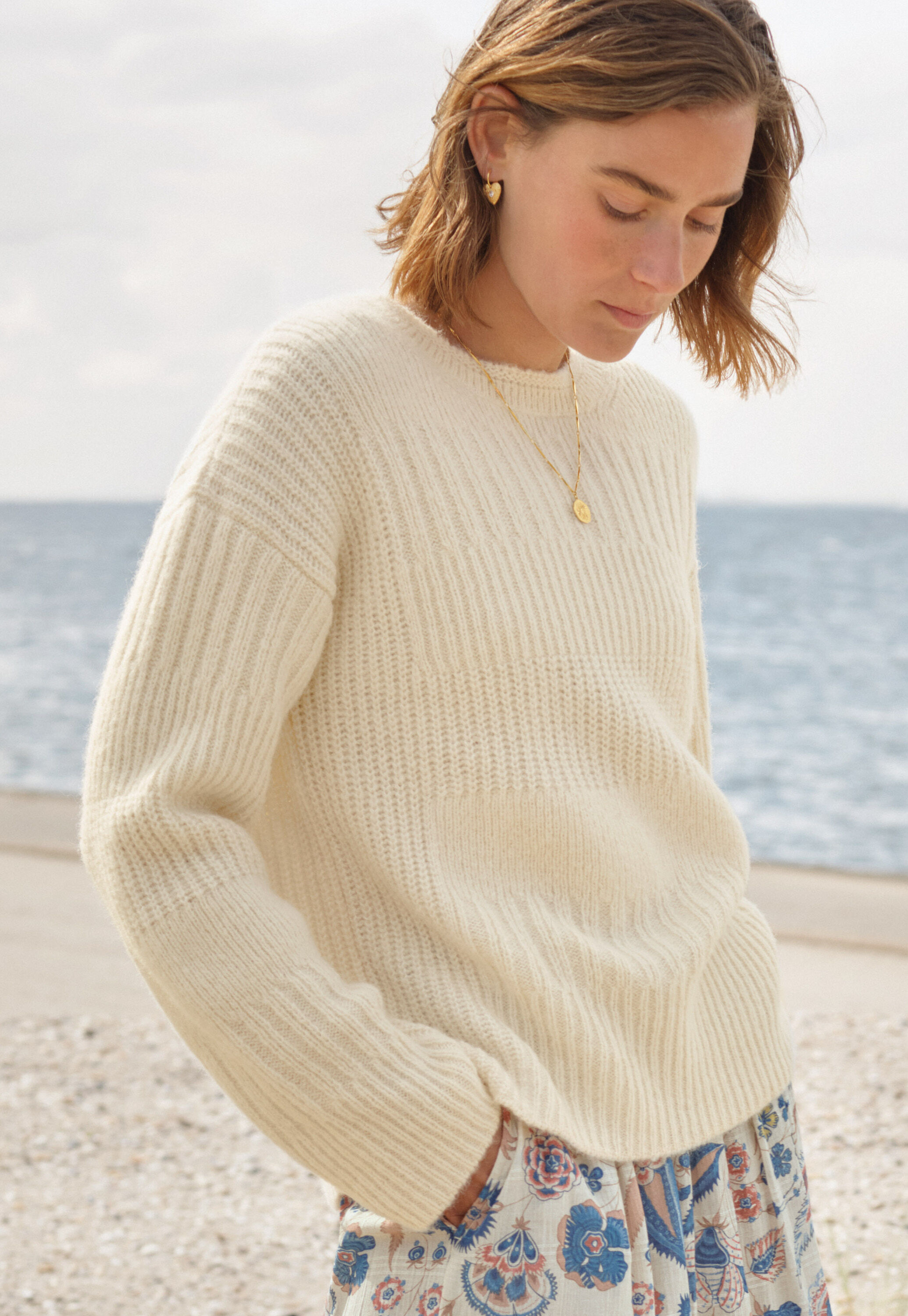 Spitzenmuster-Pullover