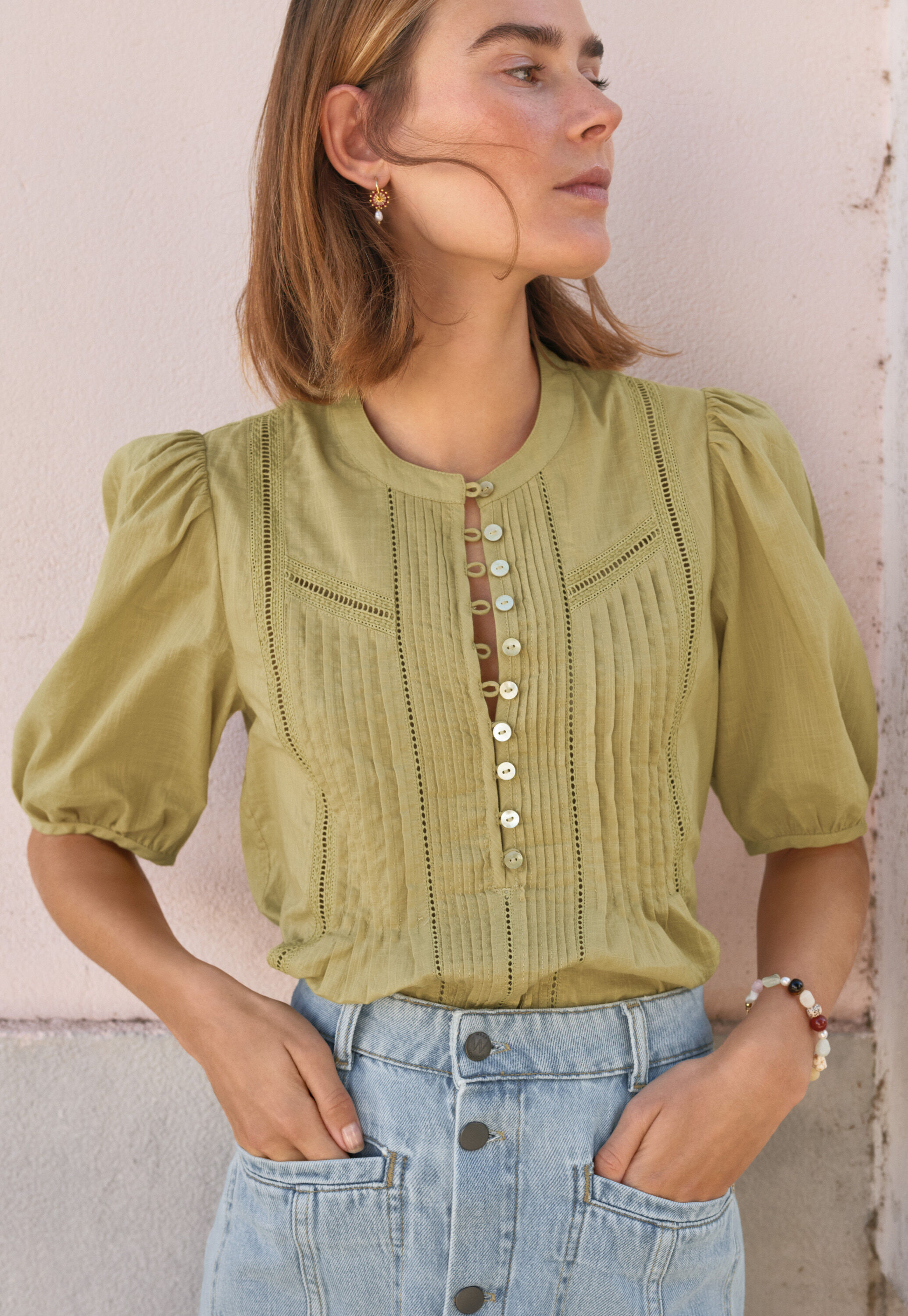 Bluse mit Biesen