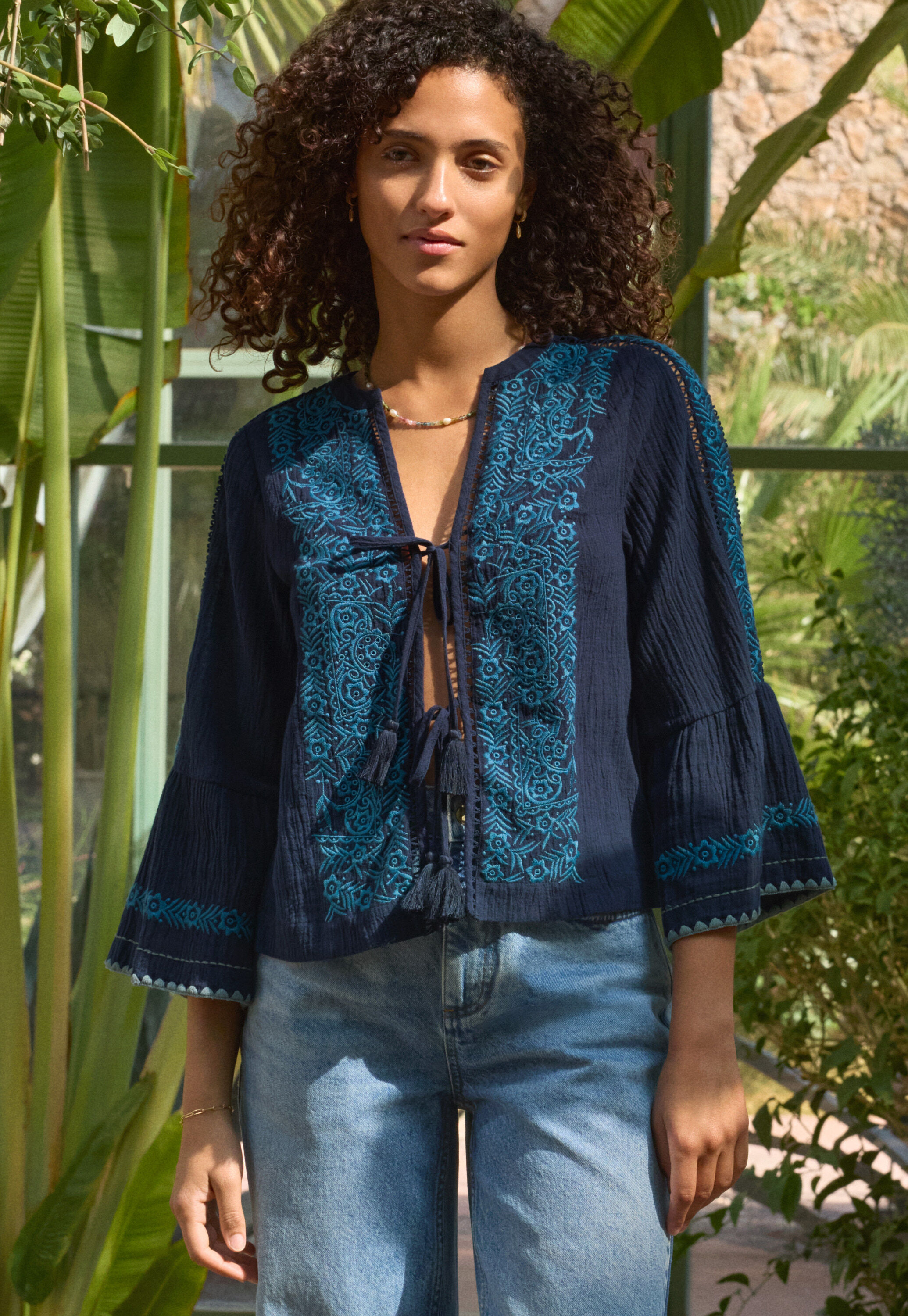 Bluse mit Bindeband