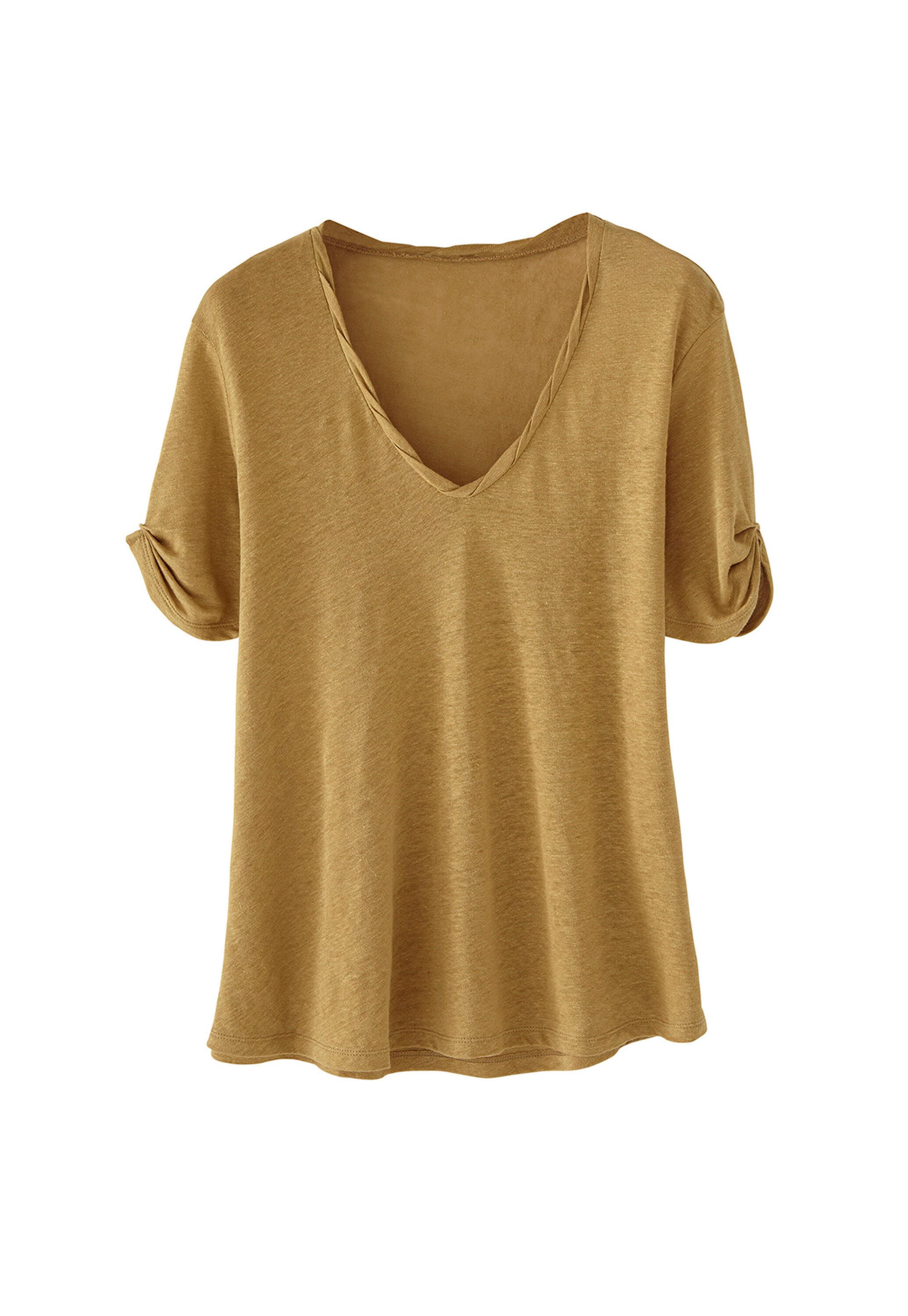 T-Shirt aus Leinen-Jersey mit &Auml;rmeldetail