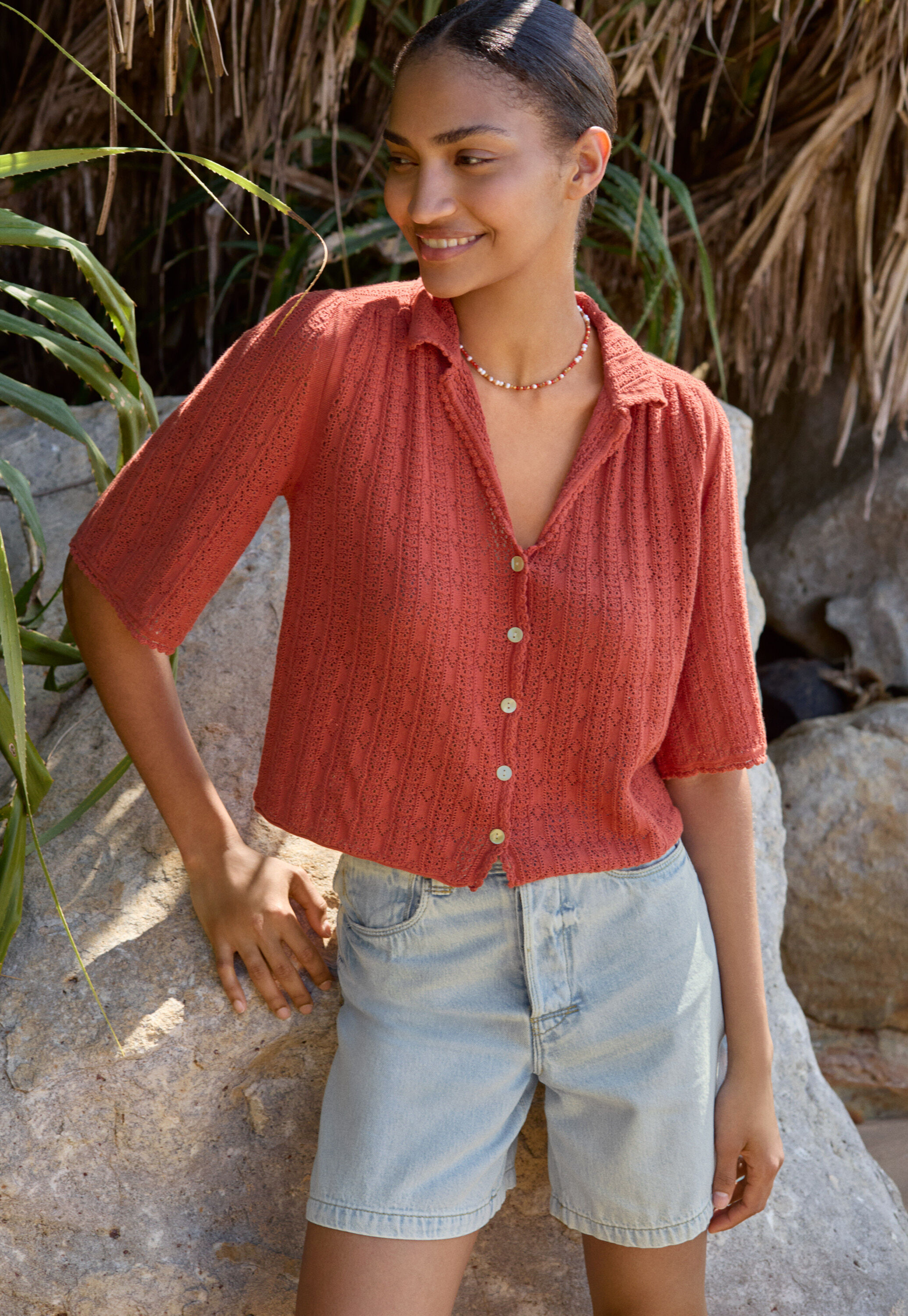 Pointelle-Bluse