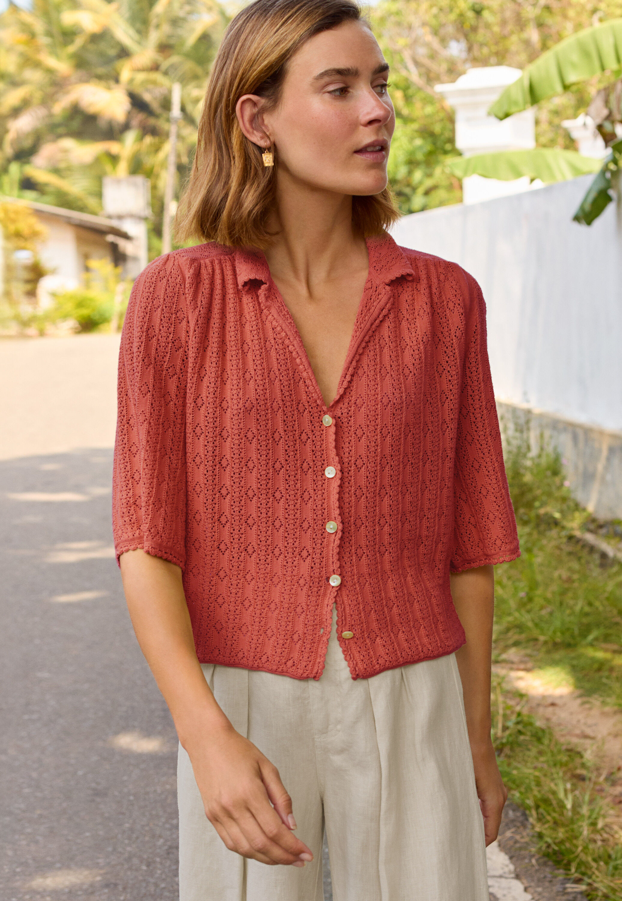 Pointelle-Bluse