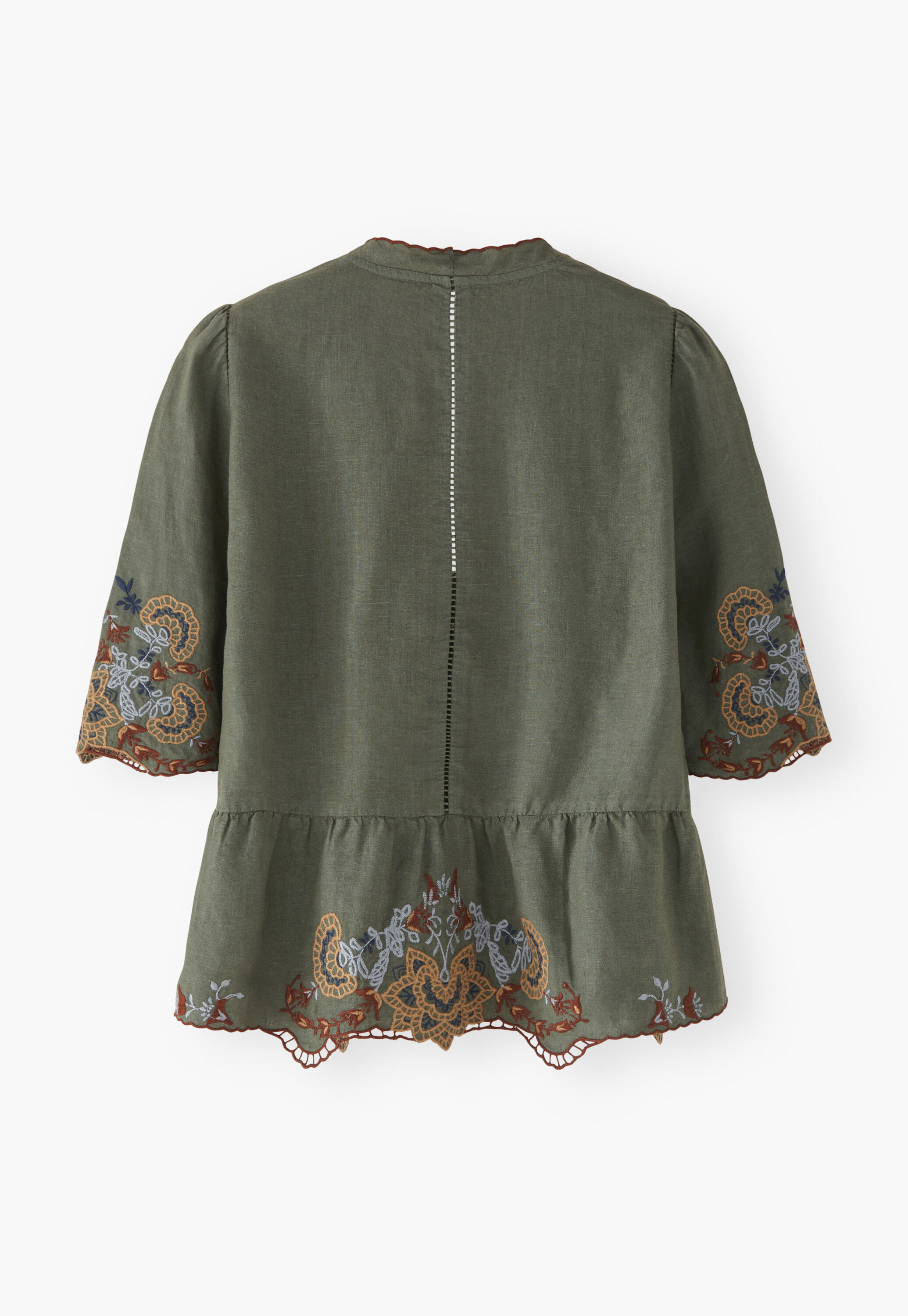 Kurze Cutwork-Bluse