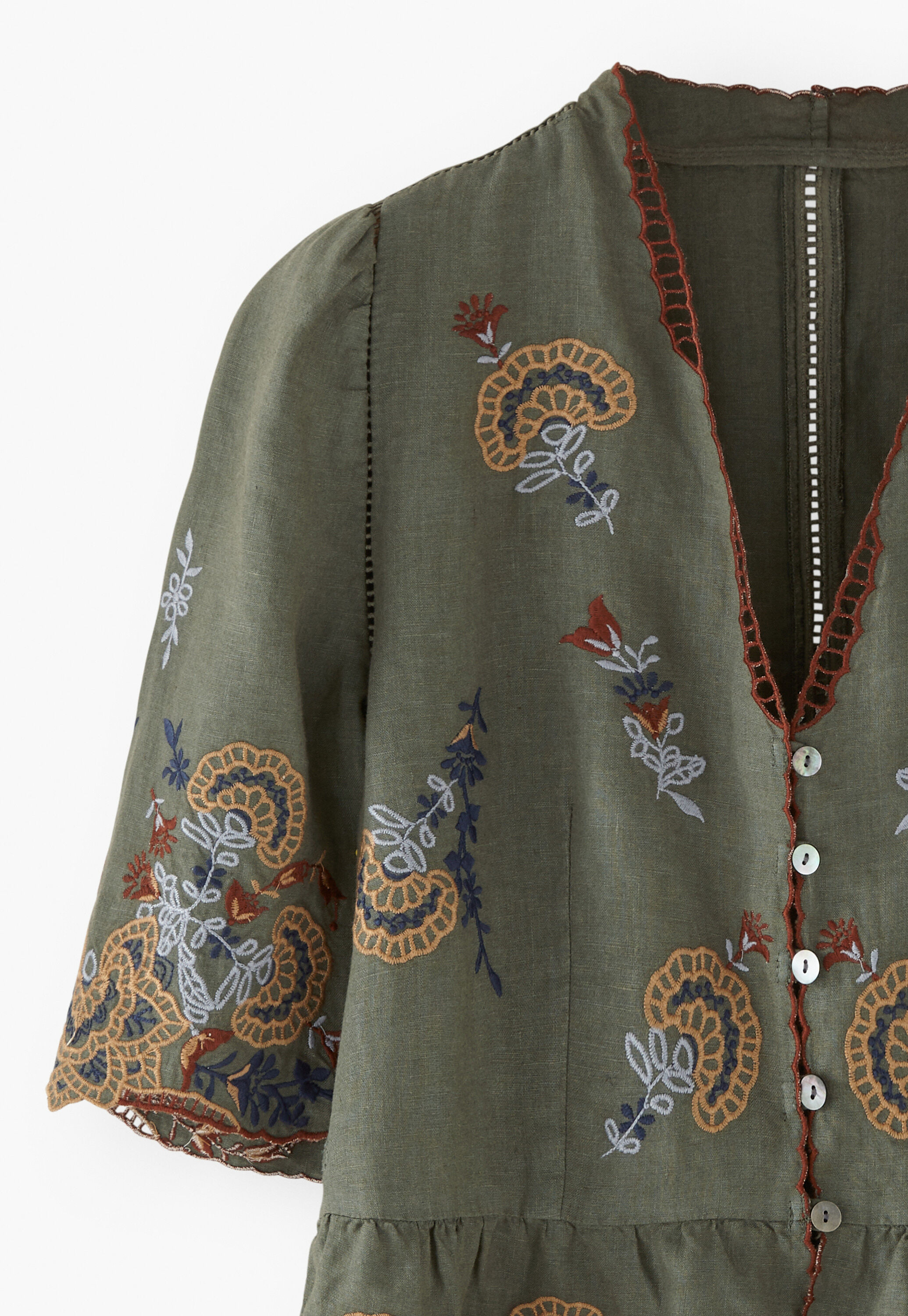 Kurze Cutwork-Bluse