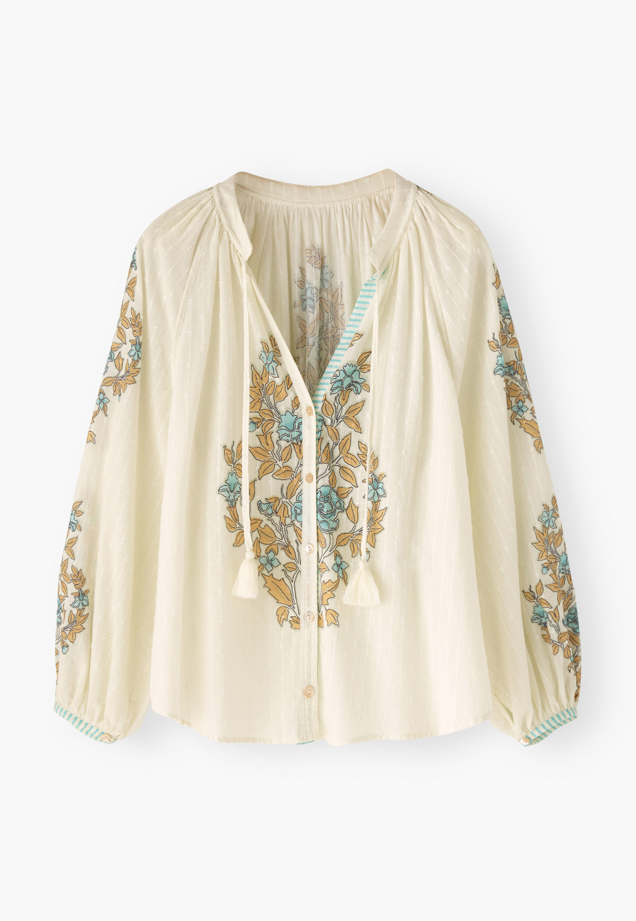 Bedruckte Bluse mit geschlitztem Ausschnitt