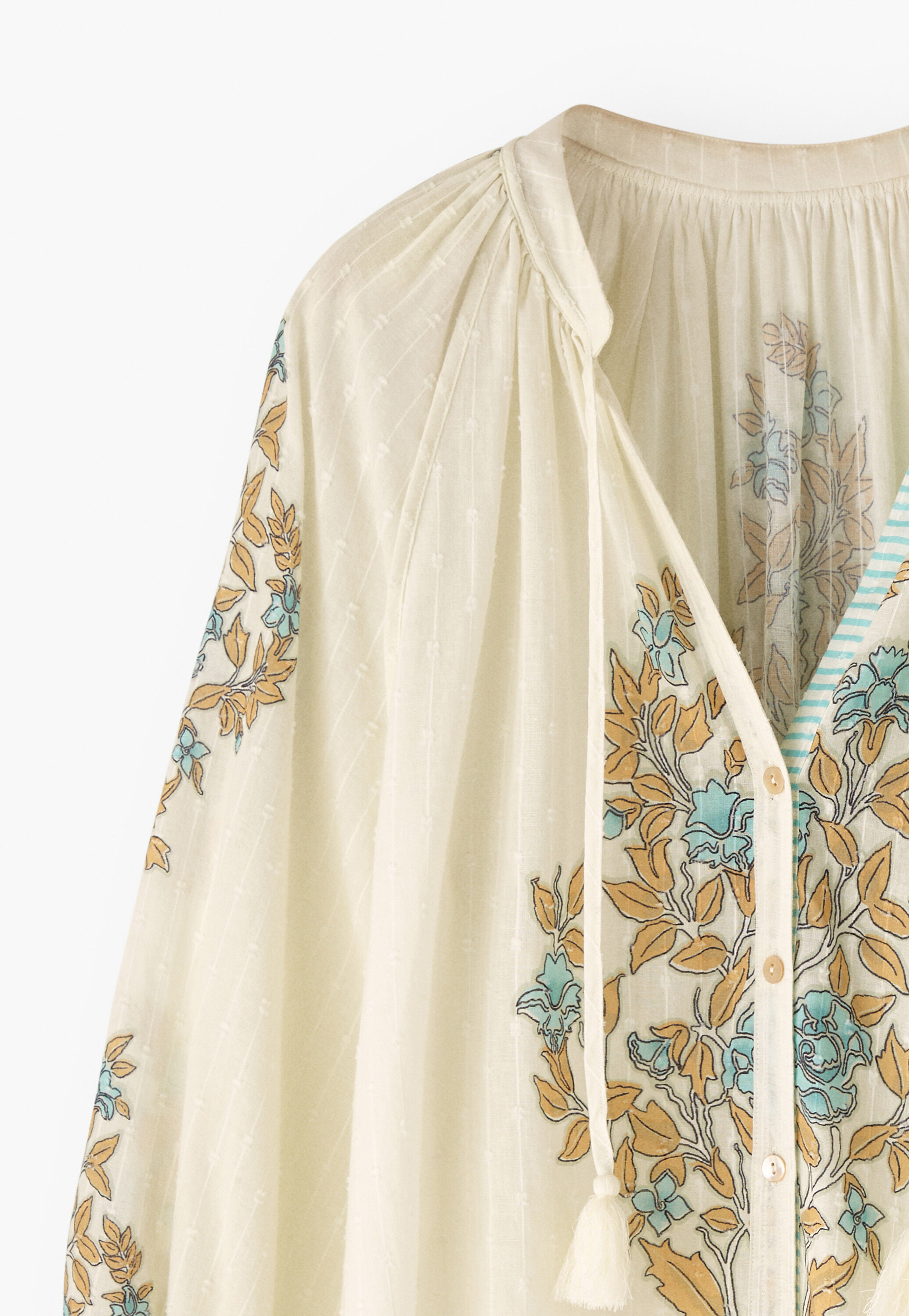 Bedruckte Bluse mit geschlitztem Ausschnitt