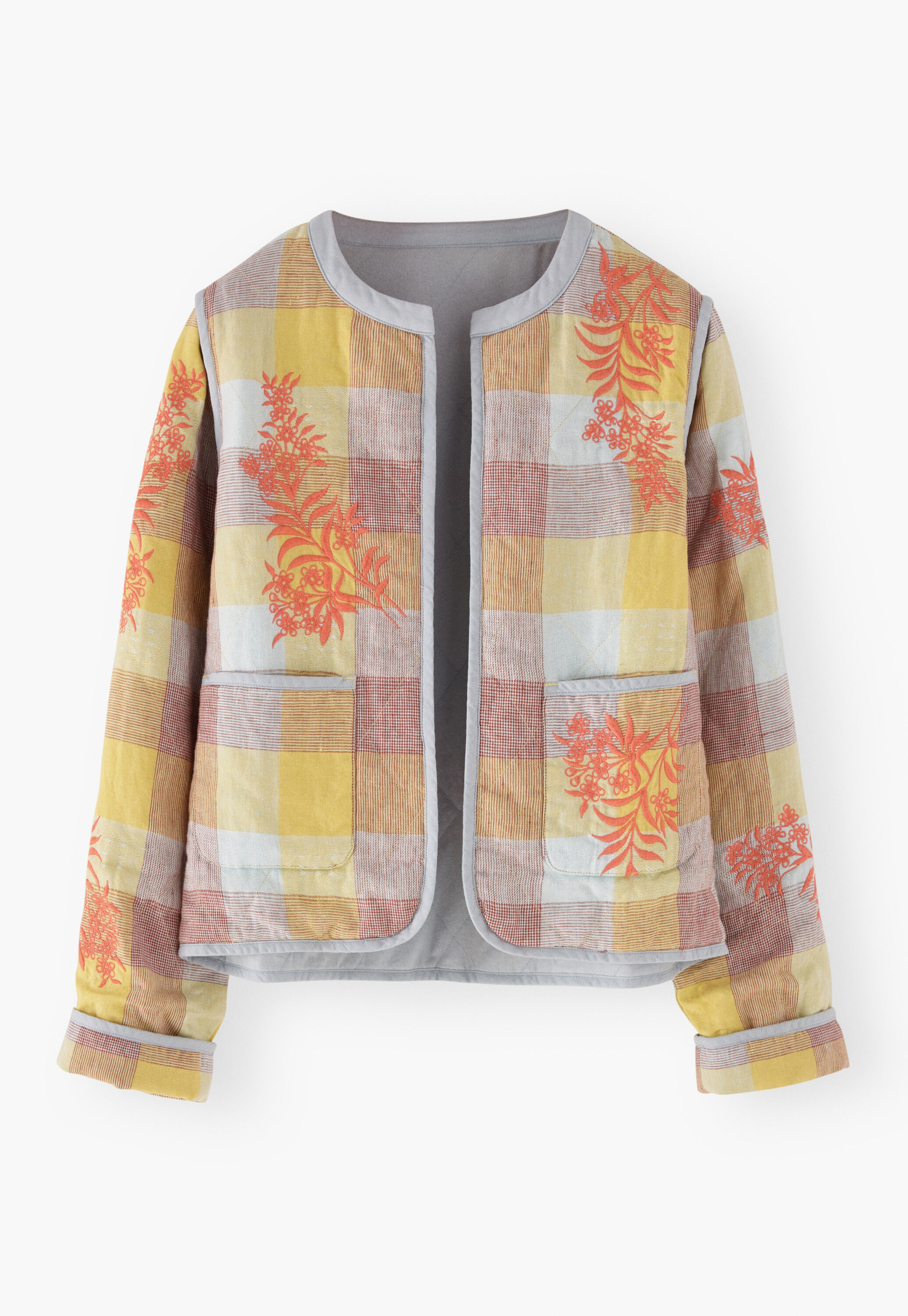 Bestickte Vichy-Karo-Jacke