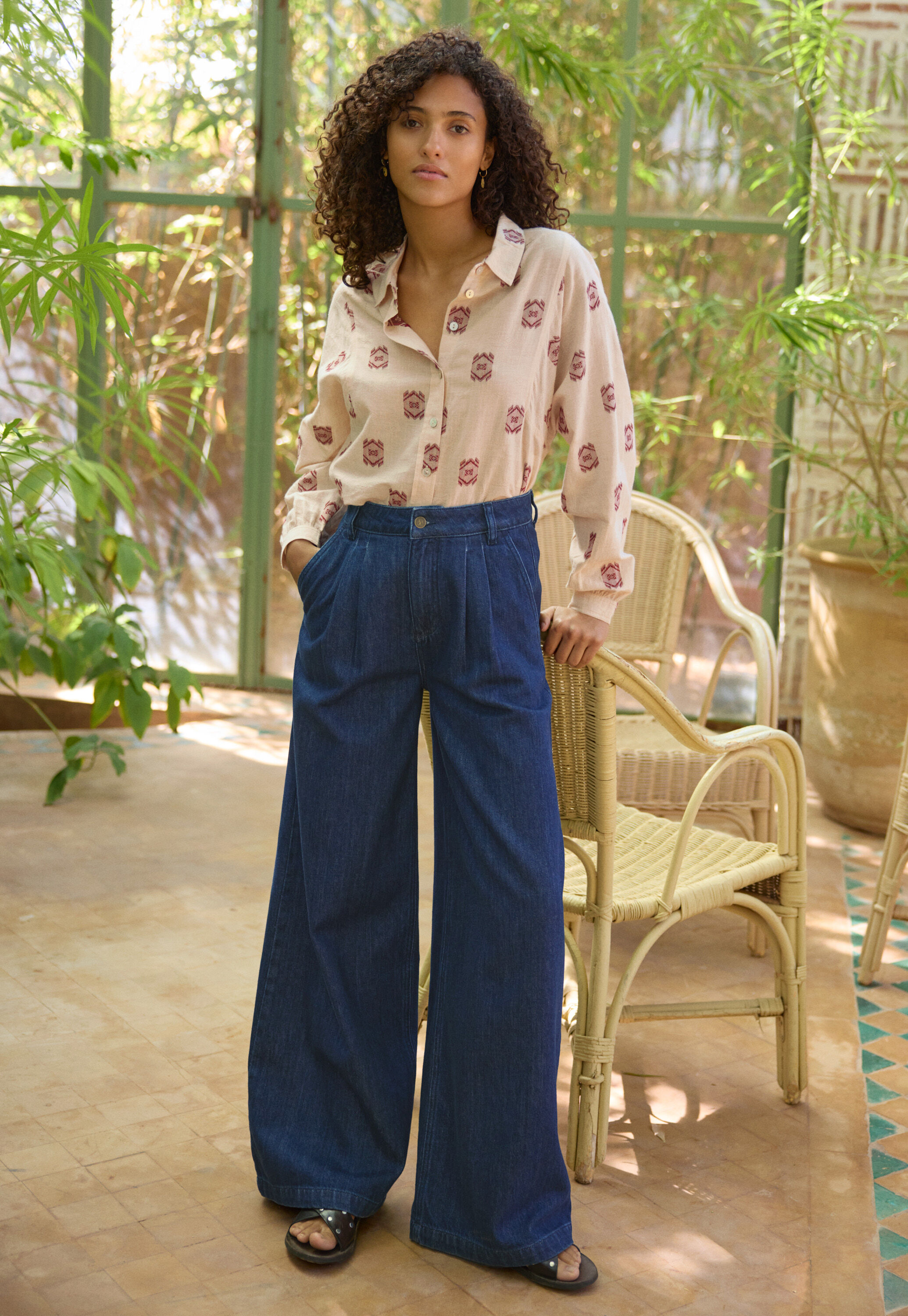 Bluse aus geklipptem Jacquard