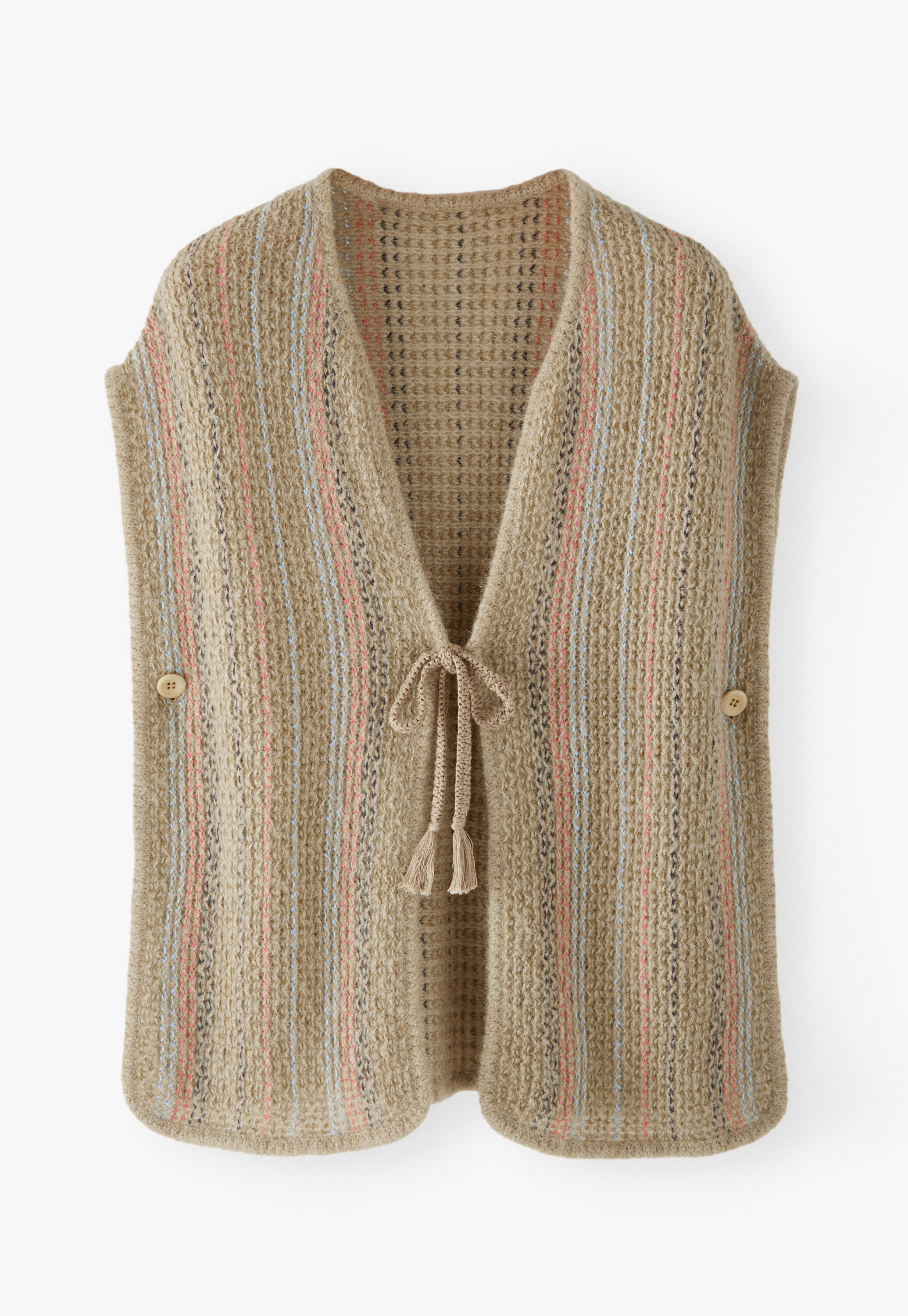 Poncho mit Strickstreifen